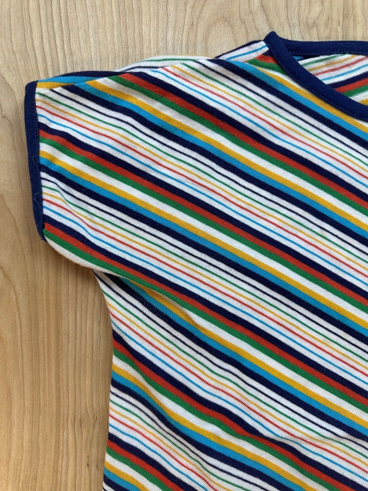 Vintage 70s Quote Me knit top striped cap sleeve contrast drawstring hem cropped