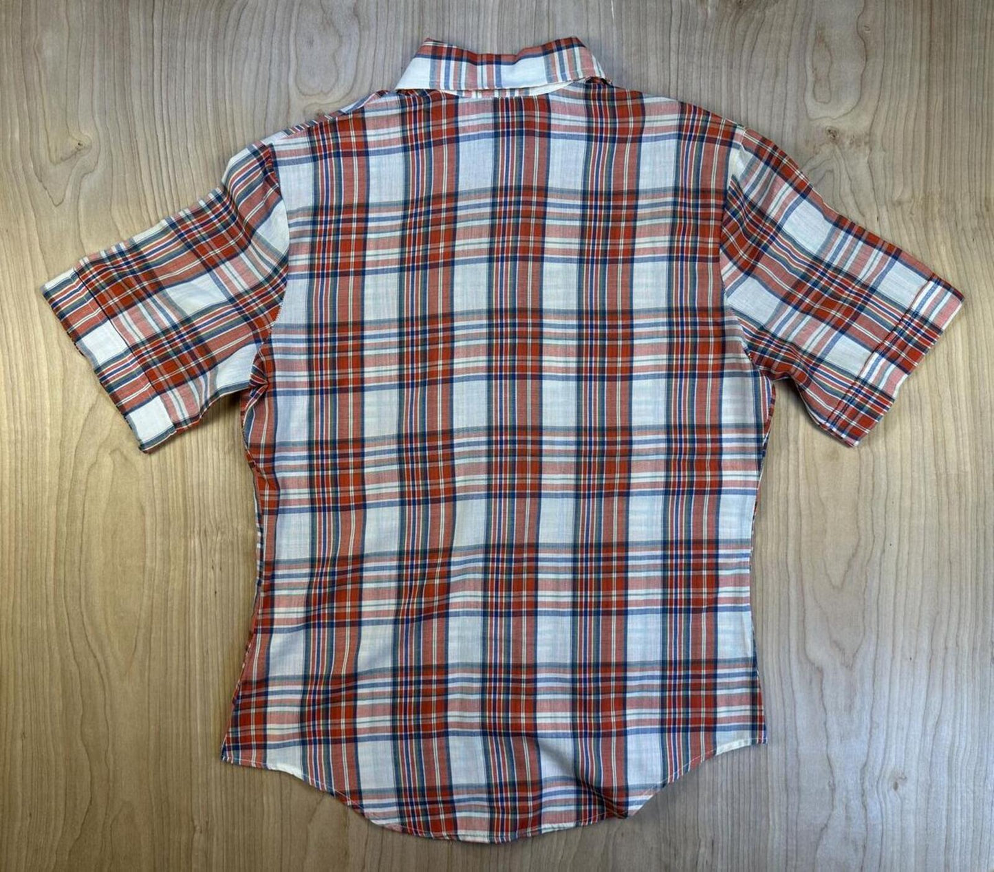Vintage 70s Skiva button up plaid shirt country curved hem worn lightweight