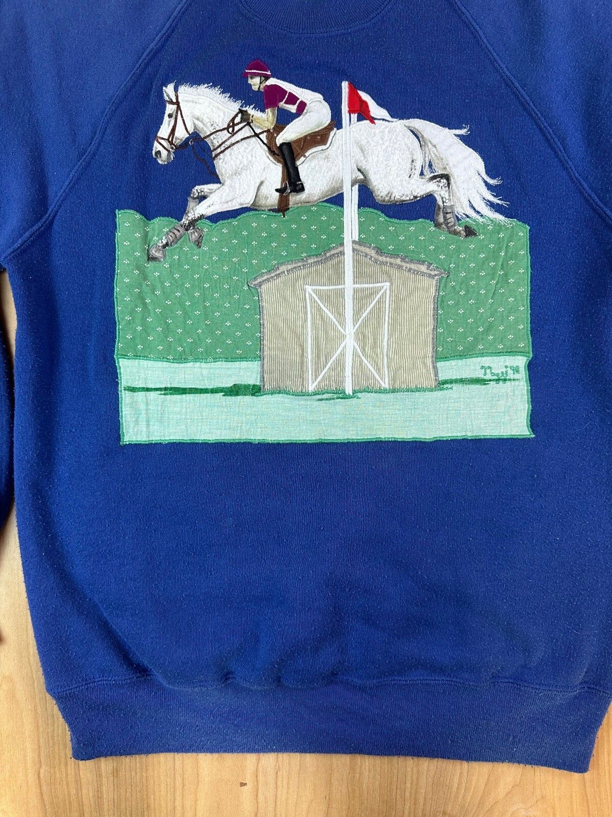 Vintage 80s Jerzees Horse Applique Embroidery Sweatshirt handmade equestrian