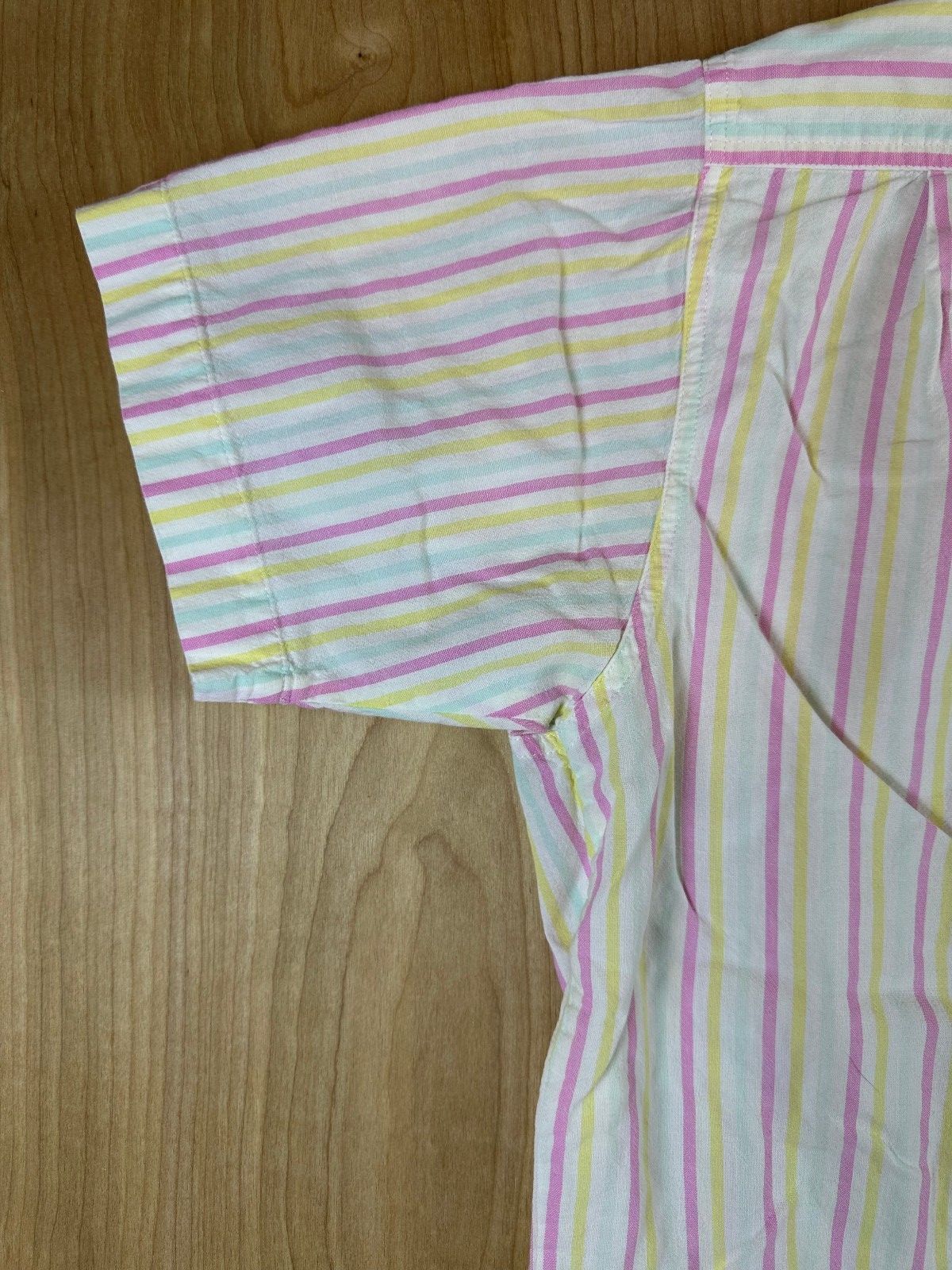 Vintage 80s Harrison Sport Striped Button down shirt large cotton camp collar