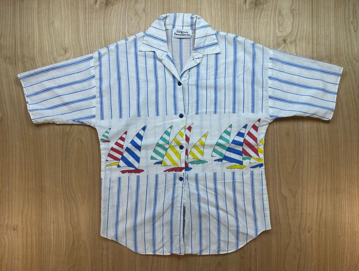 Vintage 80s California Connection button up medium striped boat sailing nautical