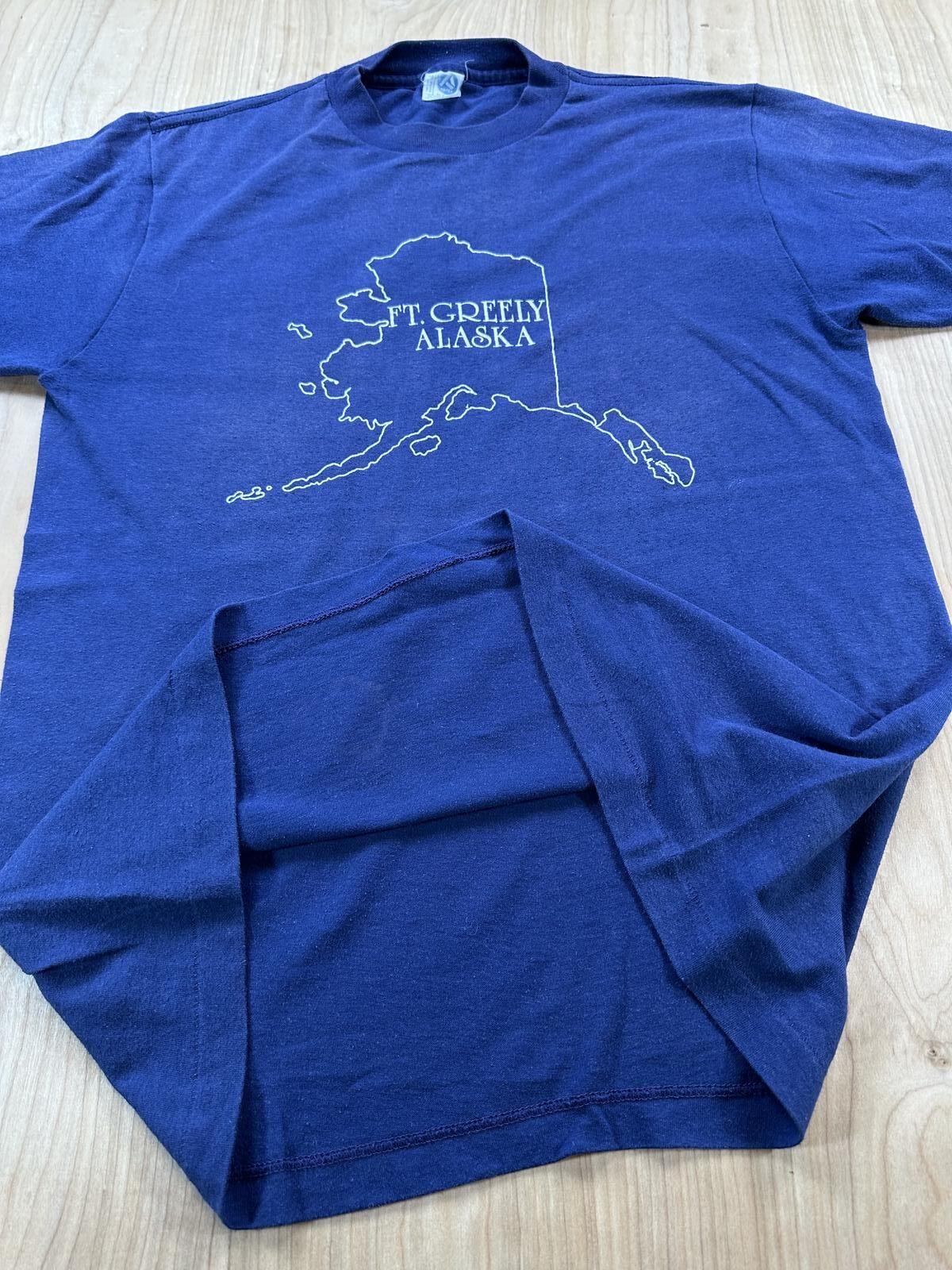 Vintage 80s Artex Ft. Greely Alaska Single Stitch t shirt Large cotton blend usa