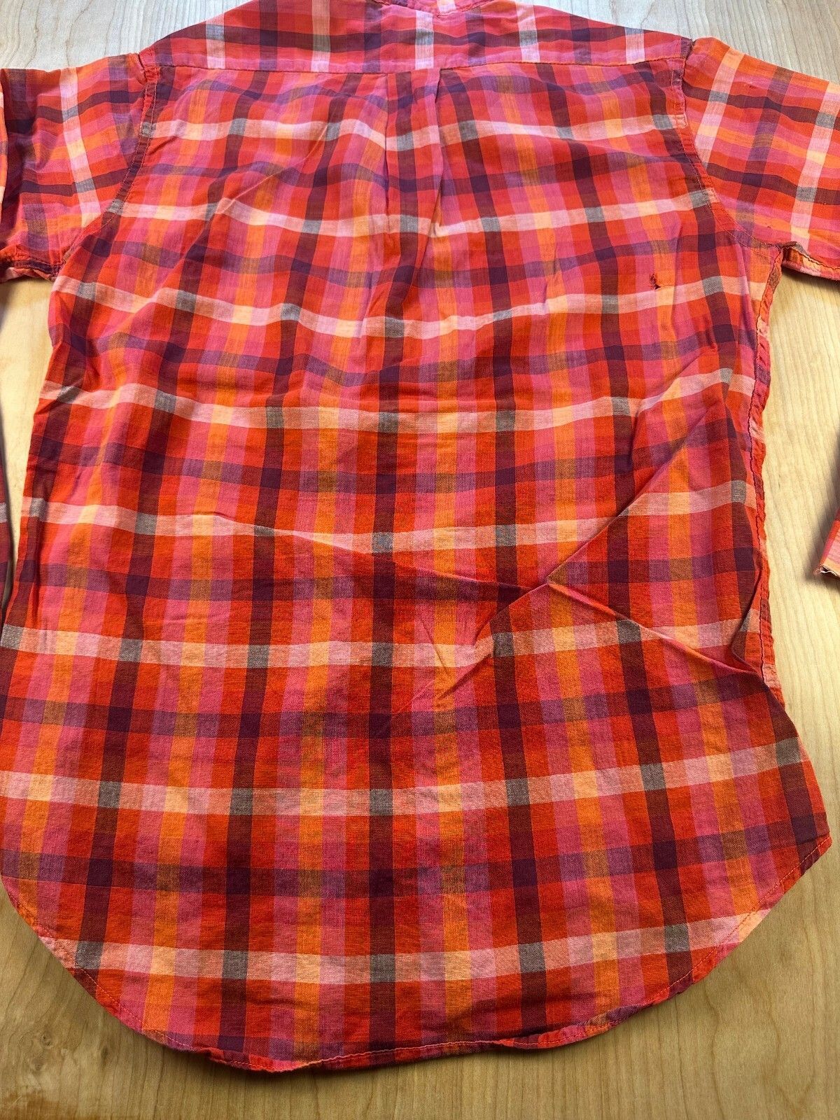 Vintage 60s Campus button up shirt mandarin collar small plaid lightweight small