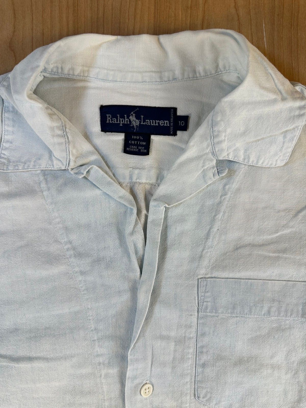 Vintage 90s Ralph Lauren 3/4 sleeve chambray button up shirt 100% cotton light