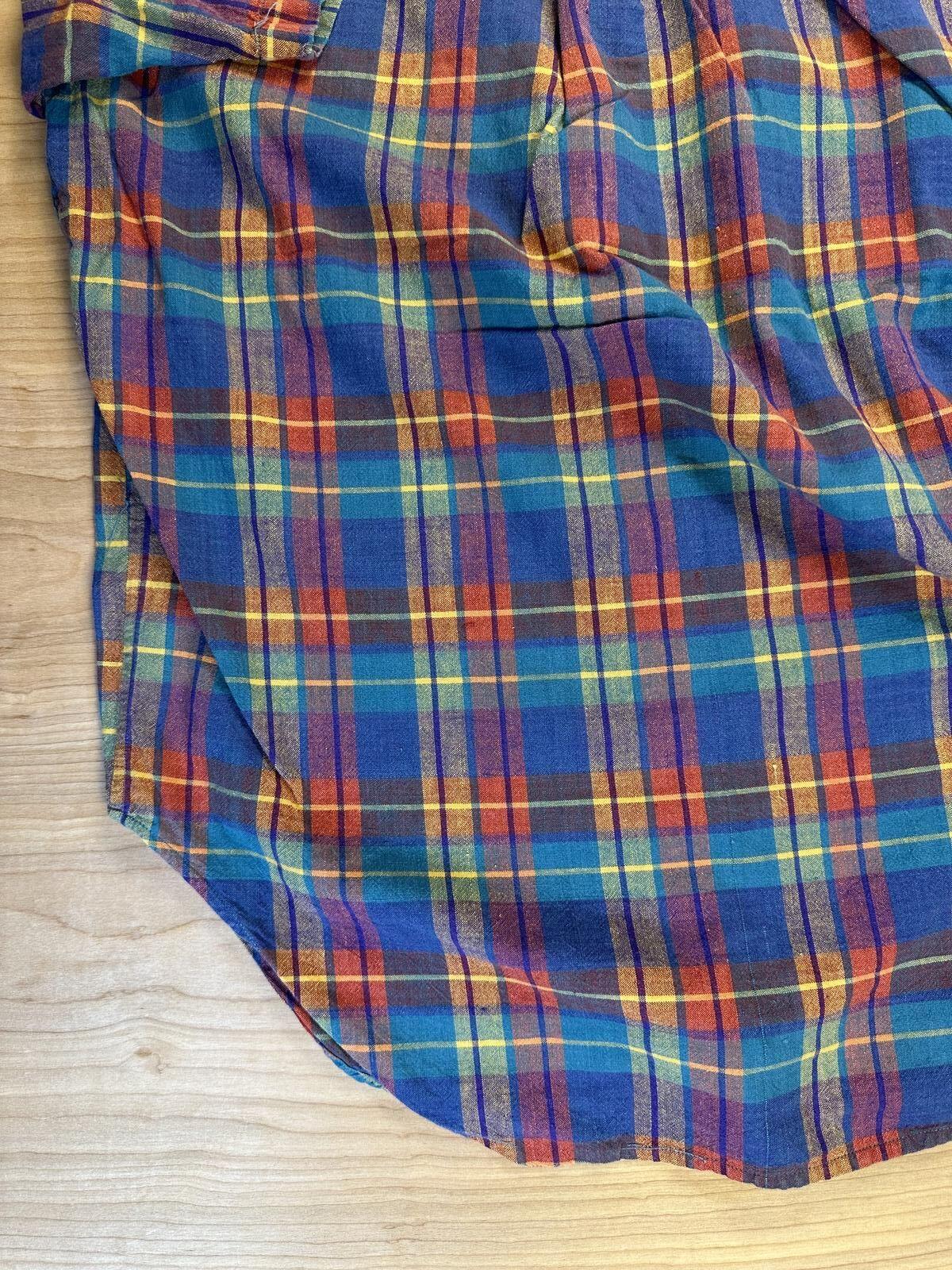 Vintage 80s World Island short sleeve button up madras shirt 100% cotton medium