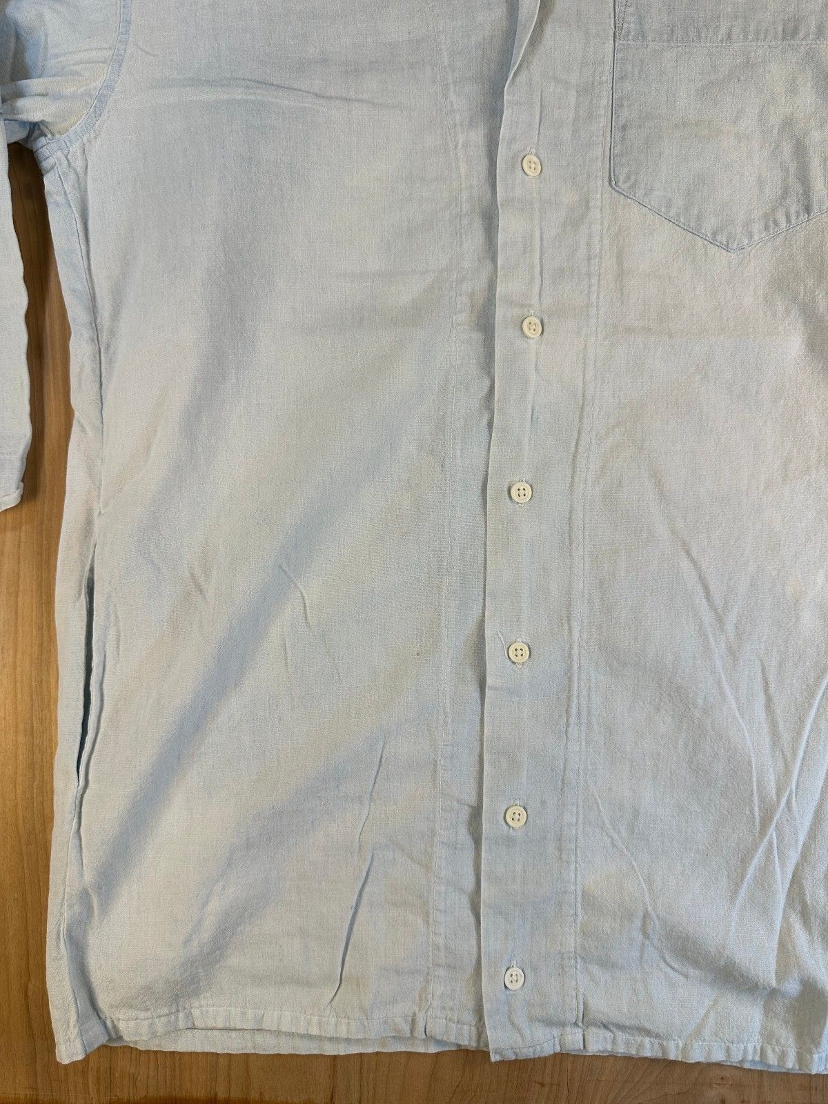 Vintage 90s Ralph Lauren 3/4 sleeve chambray button up shirt 100% cotton light