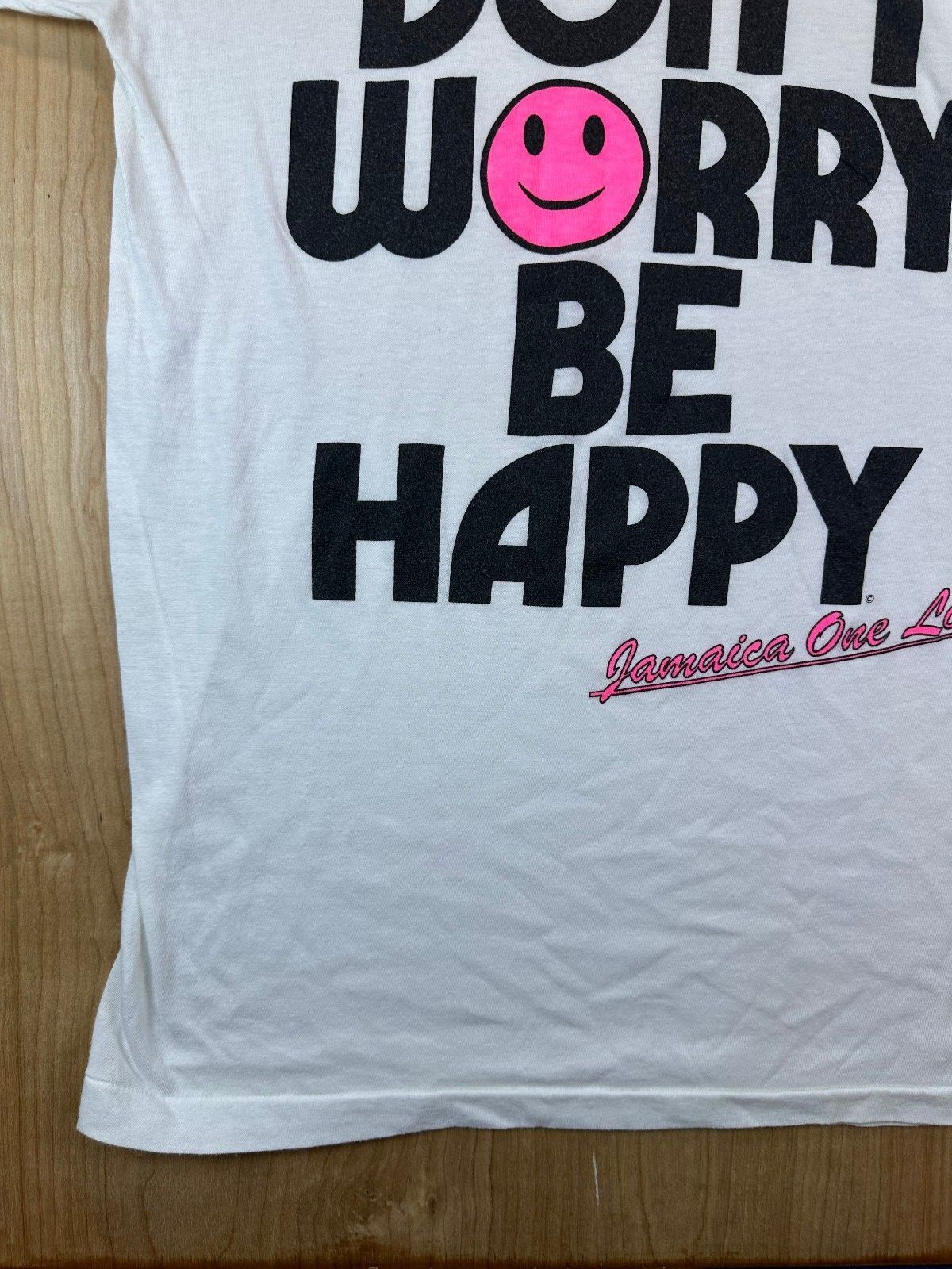 Vintage 80s Dont Worry Be Happy tshirt Jamaica one love sun island single stitch