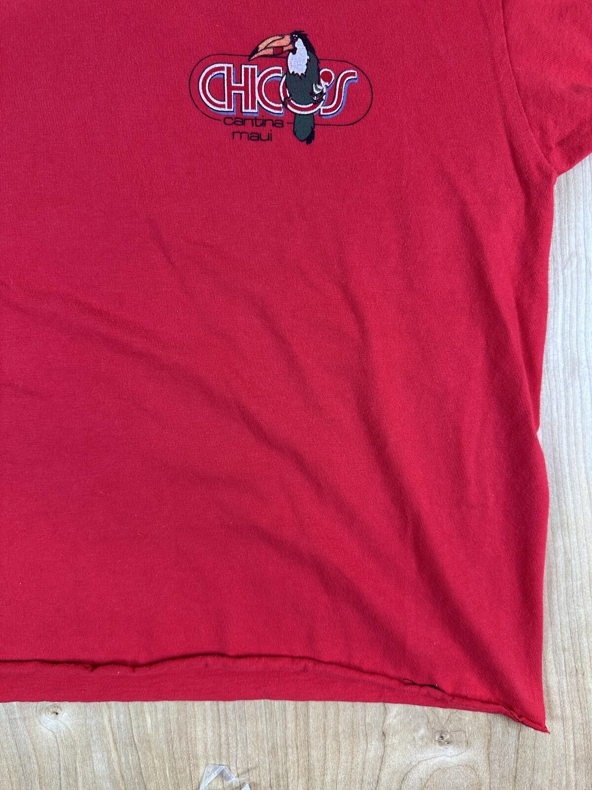 Vintage 80s Chico's Cantina Maui tshirt single stitch red toucan cropped hawaii