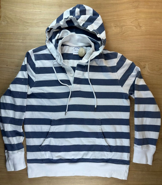 Vintage Brooks Brothers Hoodie medium sailor stripe cotton knit nautical henley