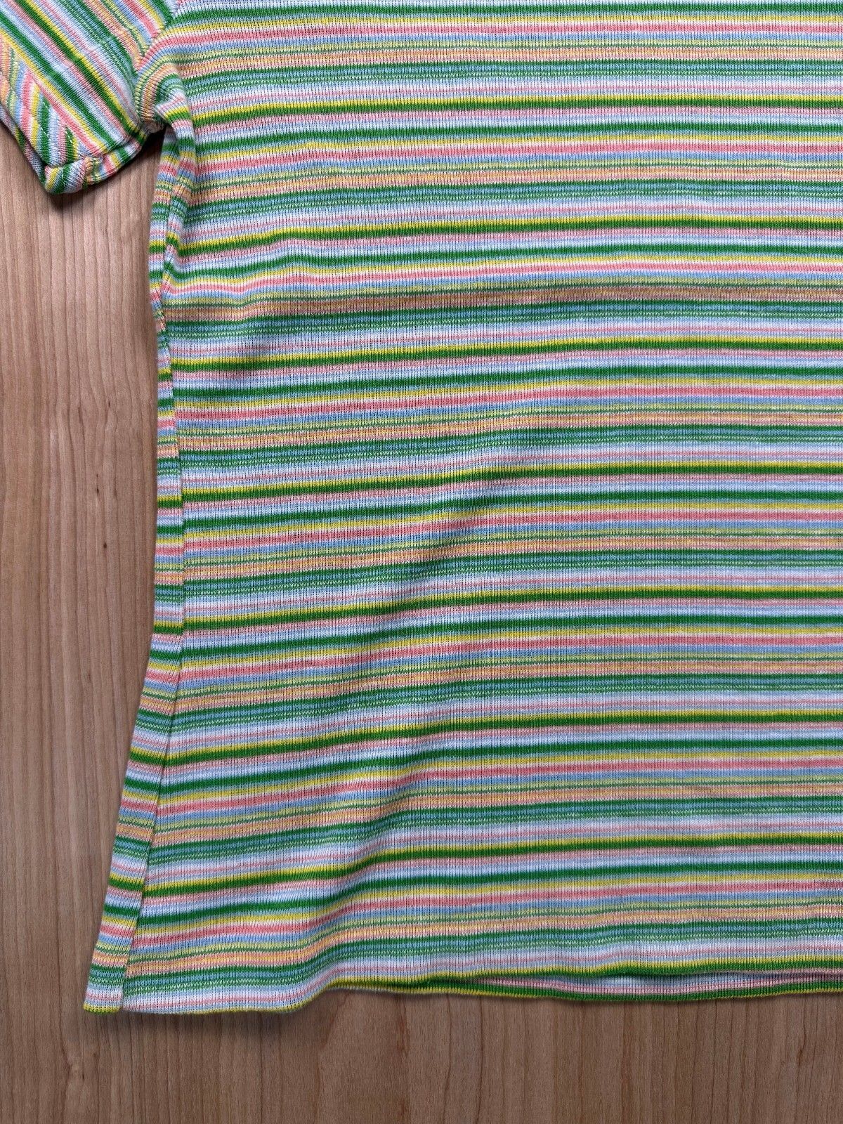 Vintage 70s EccoBay striped knit top ribbed medium cap sleeve baby tee summer