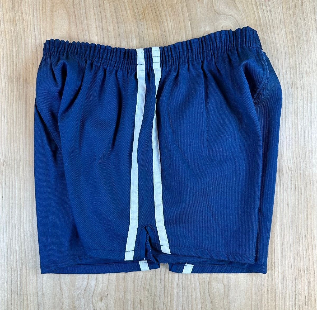 Vintage 70s gym shorts large striped side v notch 2" inseam athletic contrast