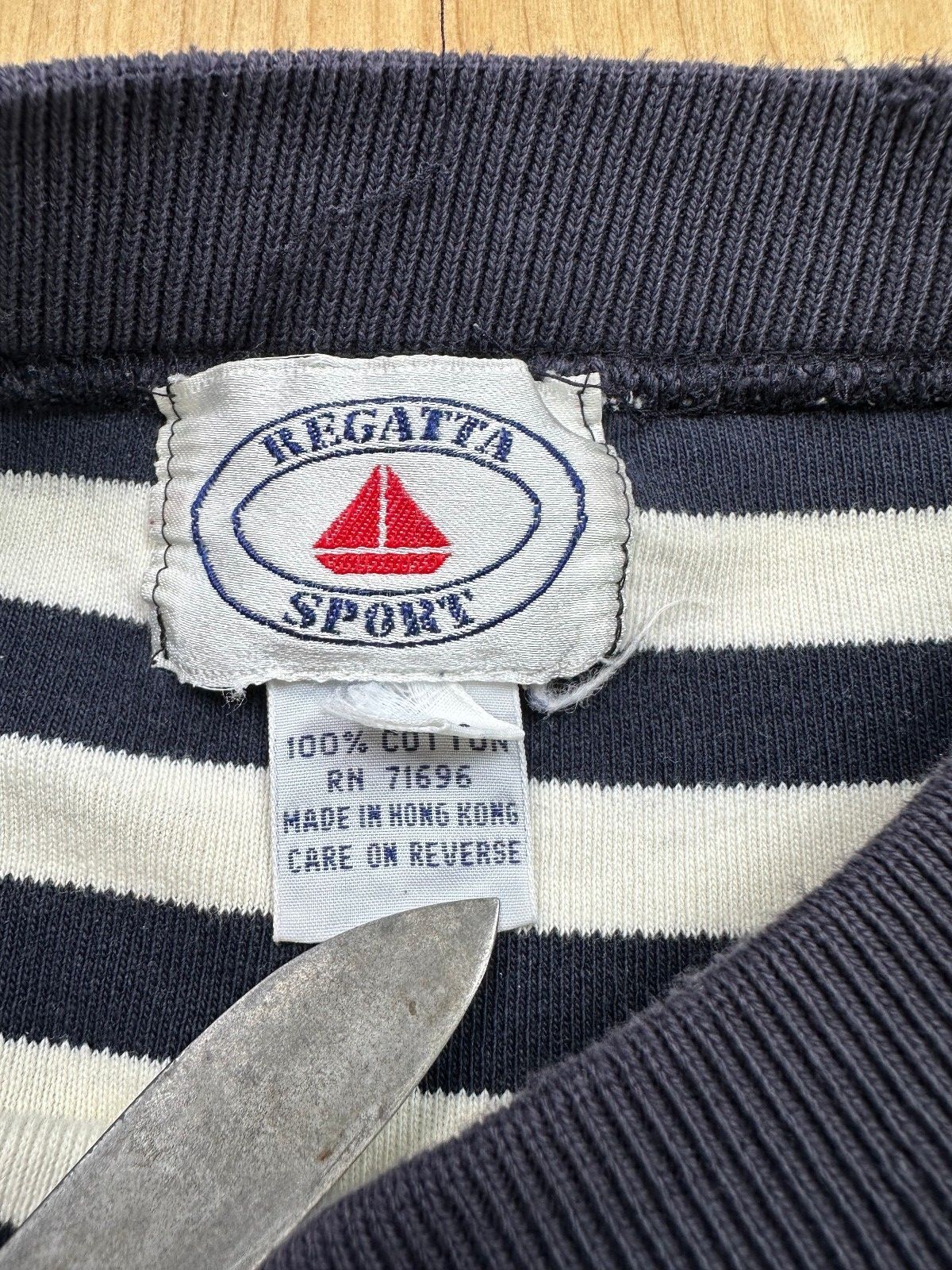 Vintage 80s Regatta Sport Striped knit sweater cotton shredded preppy sailor