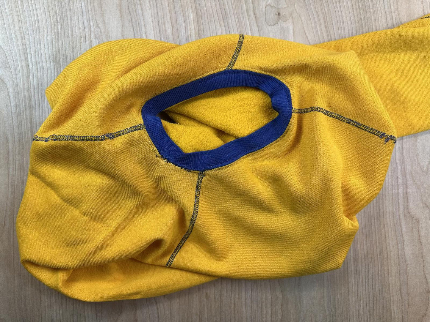 Vintage 80s sweatshirt contrast ribbing raglan made in usa yellow blue soft