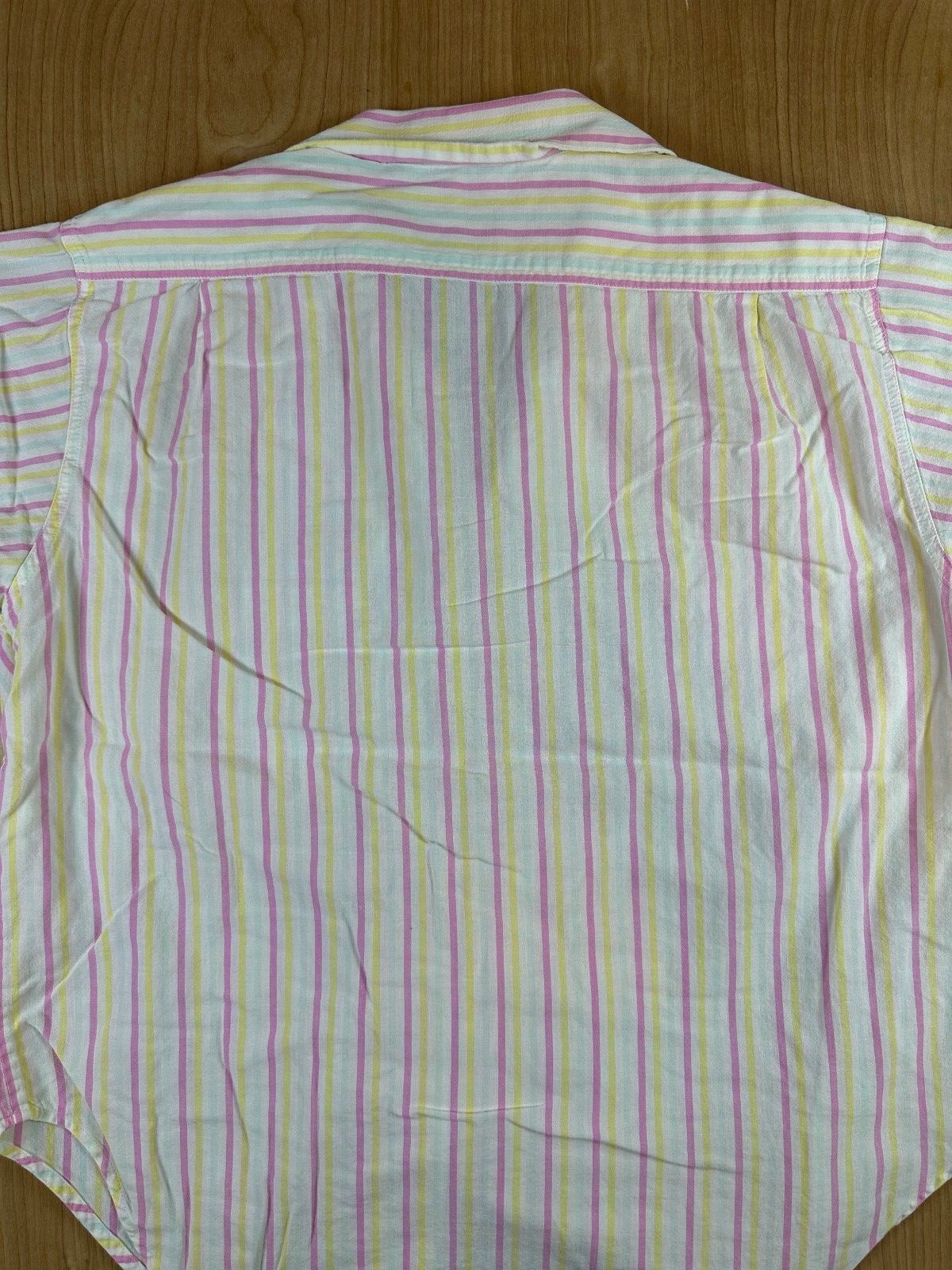 Vintage 80s Harrison Sport Striped Button down shirt large cotton camp collar