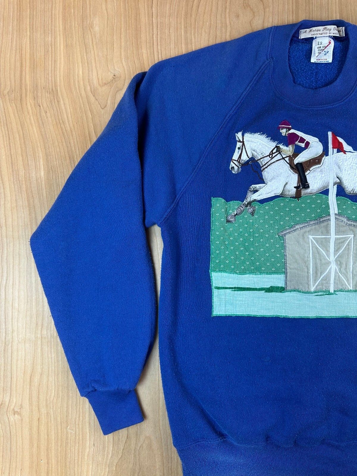 Vintage 80s Jerzees Horse Applique Embroidery Sweatshirt handmade equestrian
