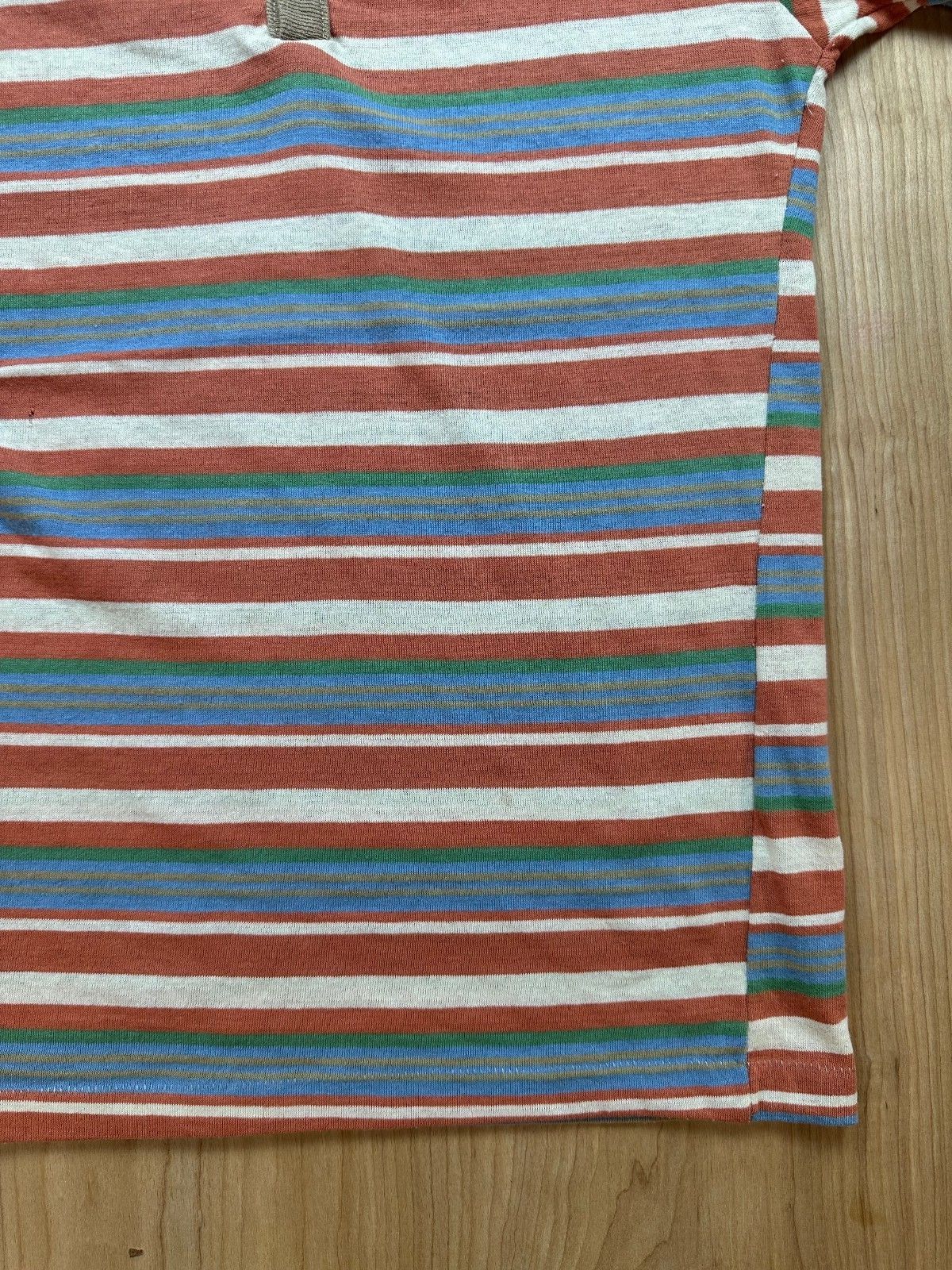 Vintage 70s Psssst Striped knit top Single Stitch Ribbed henley contrast binding