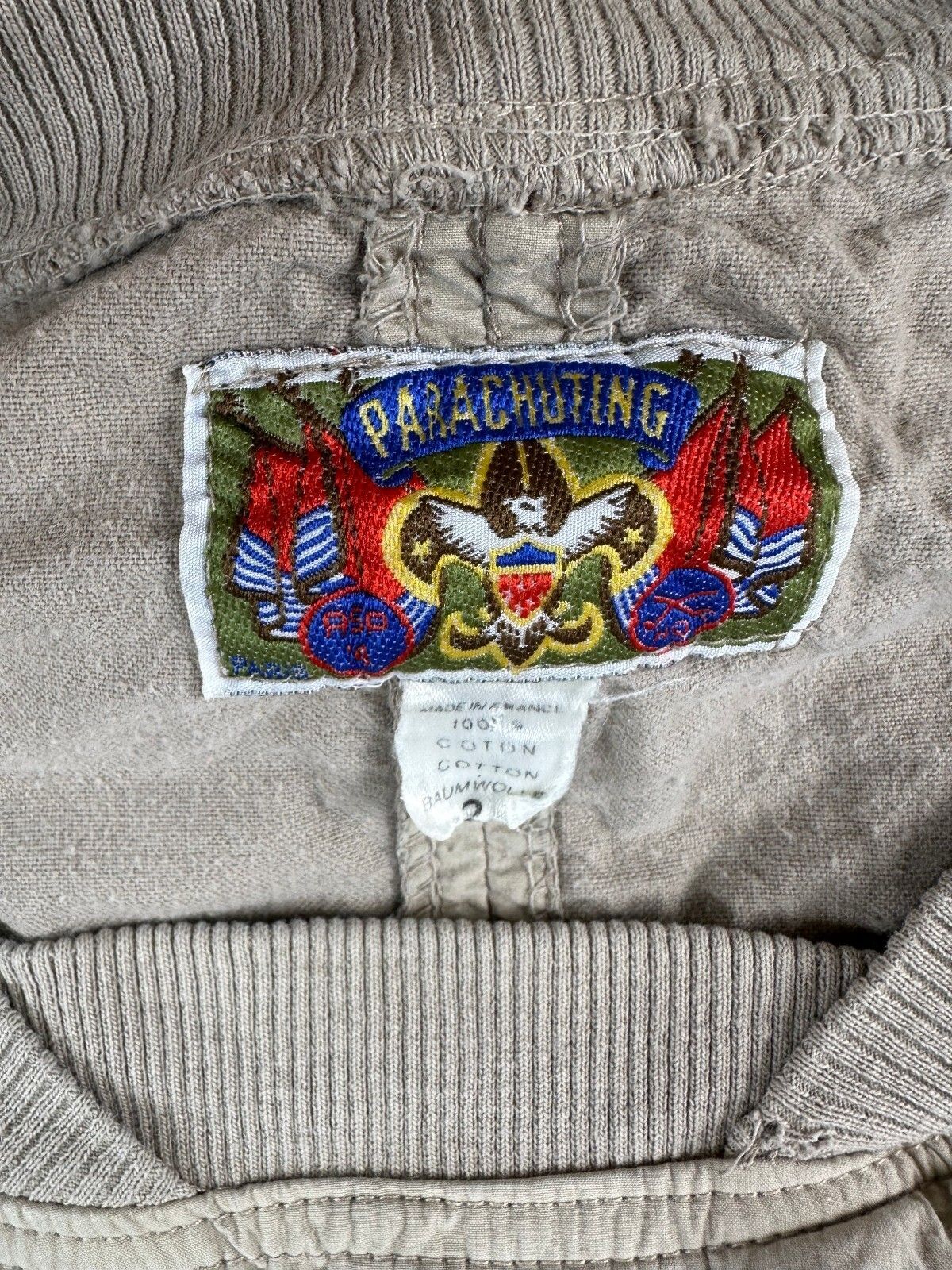 Vintage 80s Parachuting Pullover 100% cotton made in France paneled quilted