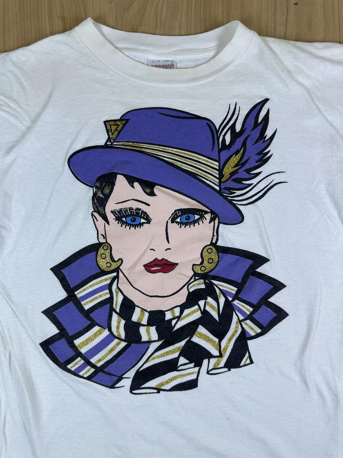 Vintage 80s Pop Art sketch tshirt Single Stitch cotton glamour large