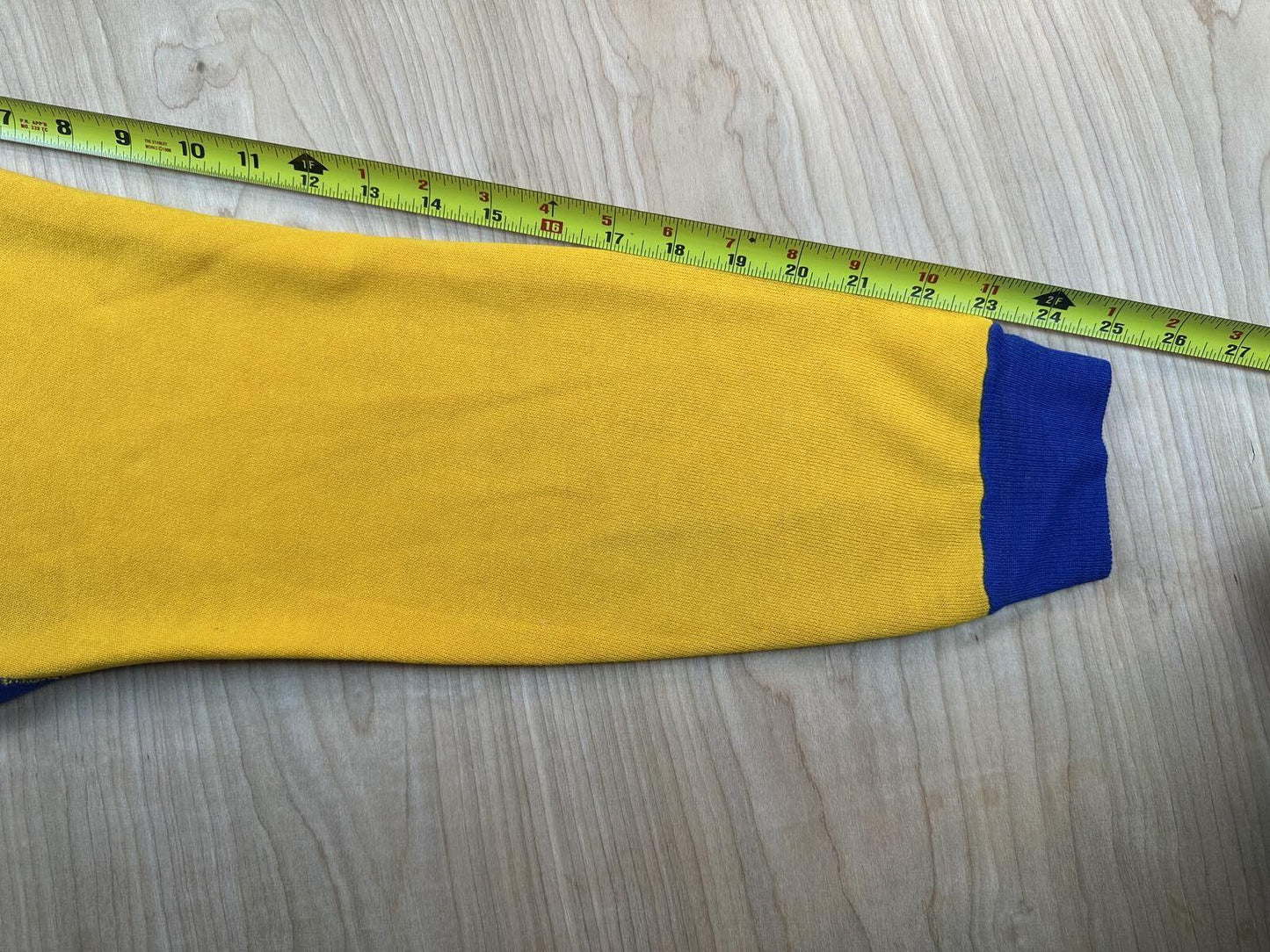Vintage 80s sweatshirt contrast ribbing raglan made in usa yellow blue soft