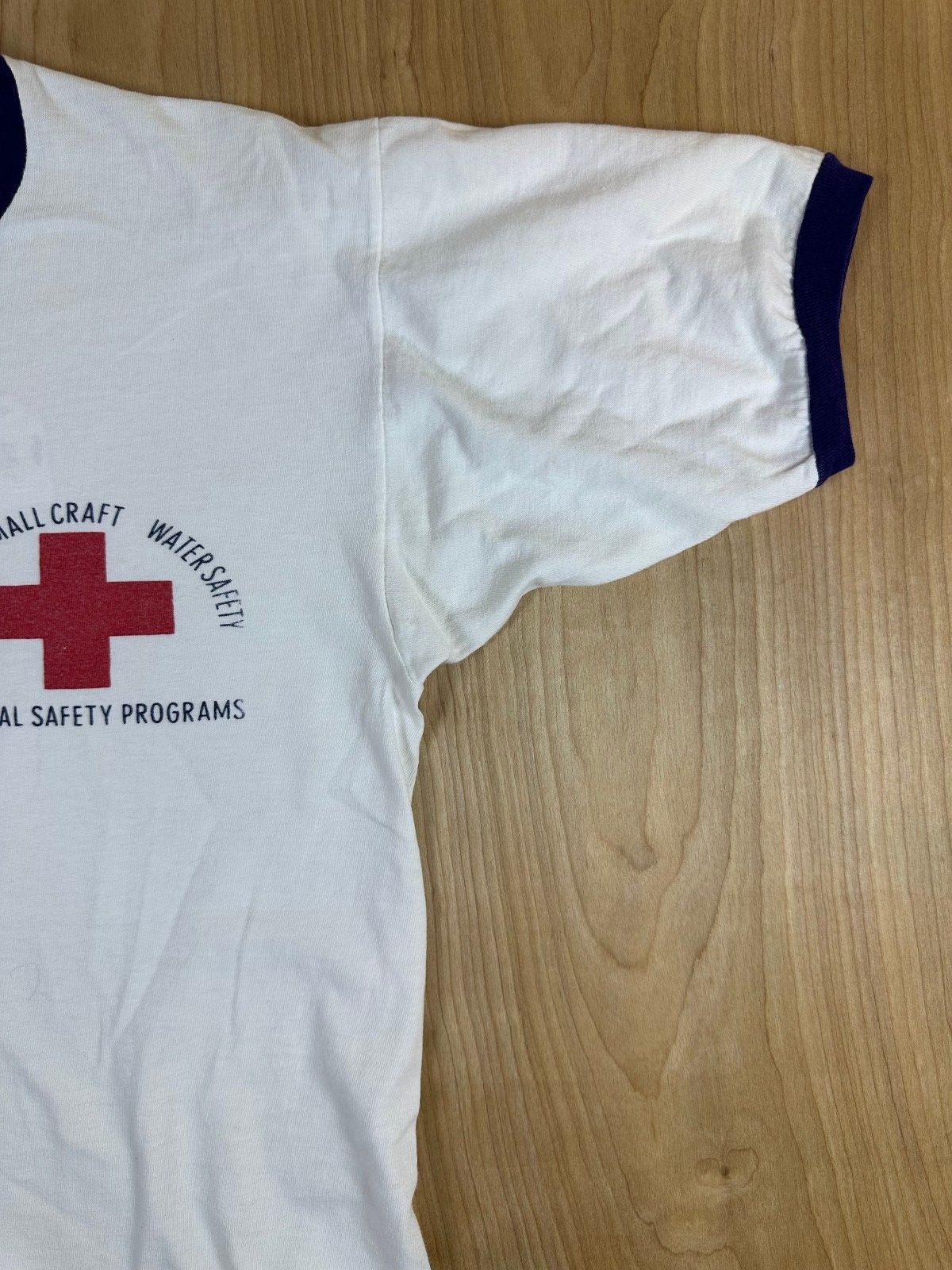 Vintage 80s Champion First Aid Ringer tshirt Single Stitch 100% cotton made usa