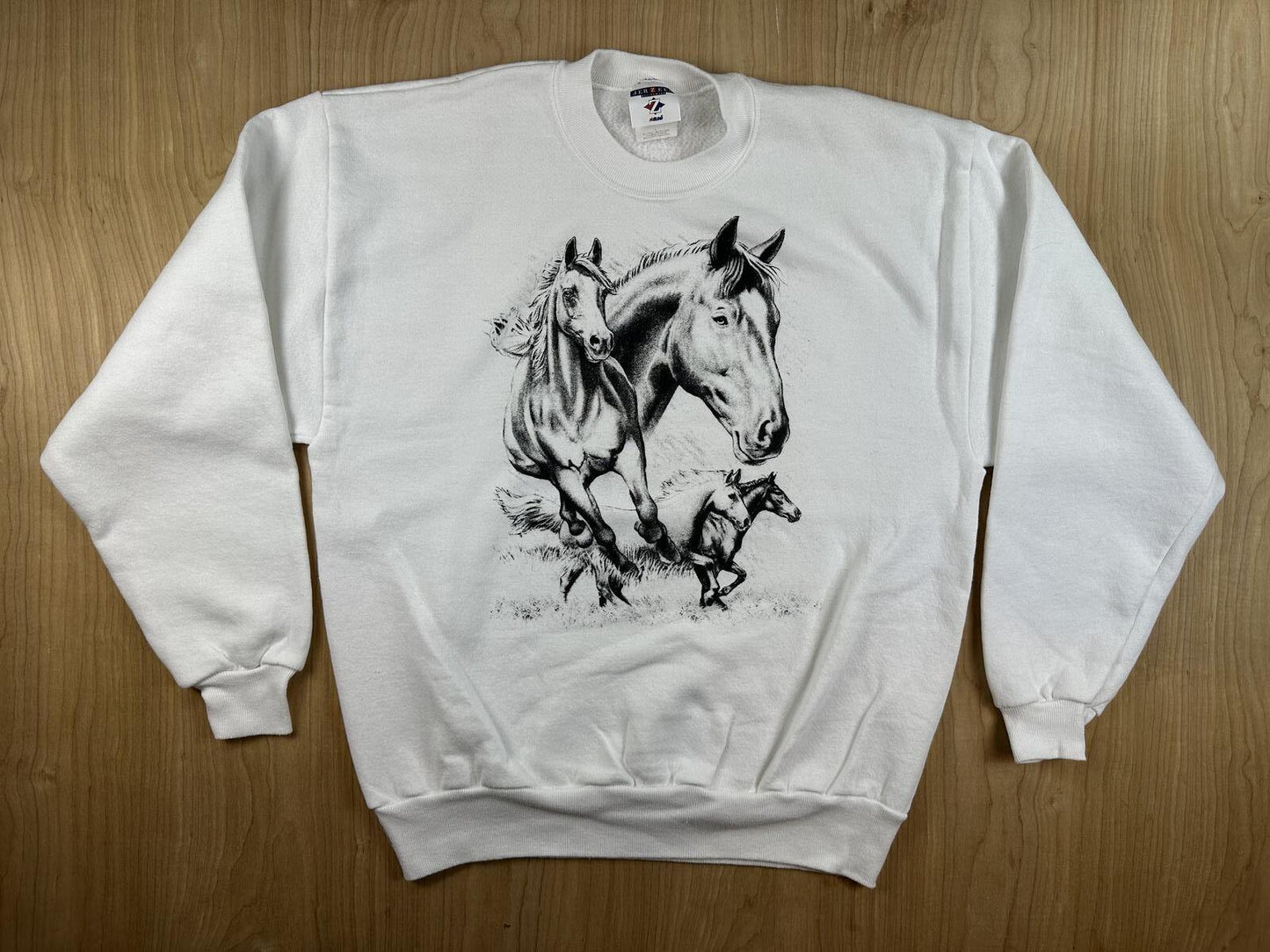Vintage 90s Jerzees Horse sweatshirt cotton blend animal lover animals