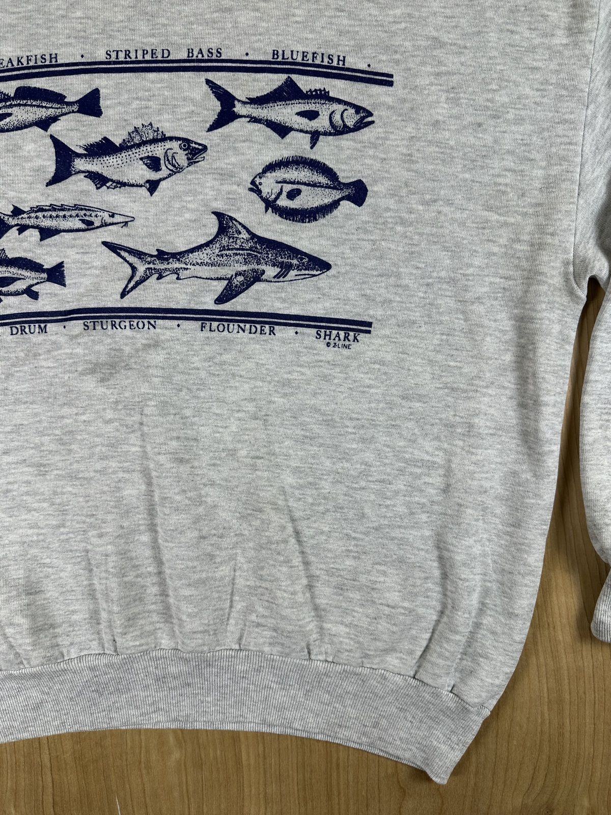 Vintage 80s Fishing Sweatshirt Jerzees xlarge made in usa fish beach shore cozy