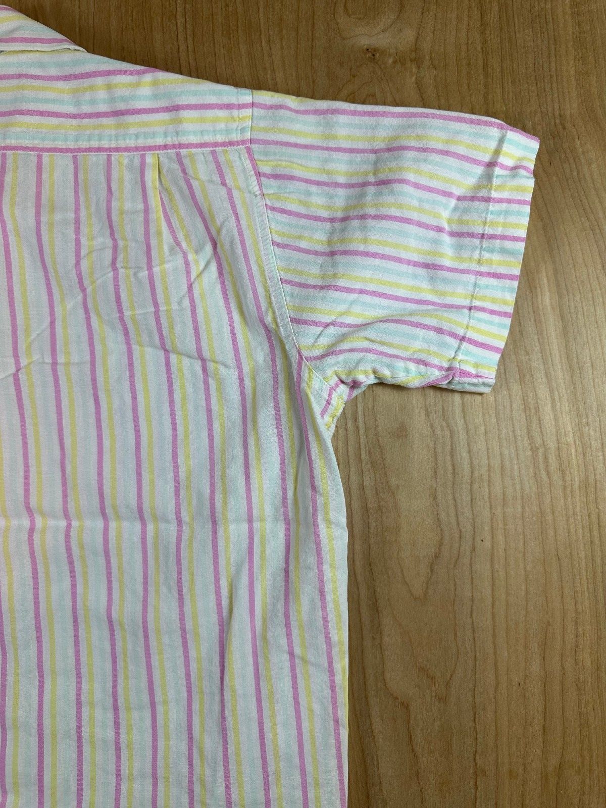 Vintage 80s Harrison Sport Striped Button down shirt large cotton camp collar