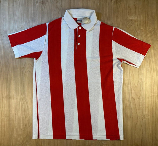 Vintage 80s Print Ons Striped Polo large made in usa broad stripe large athletic