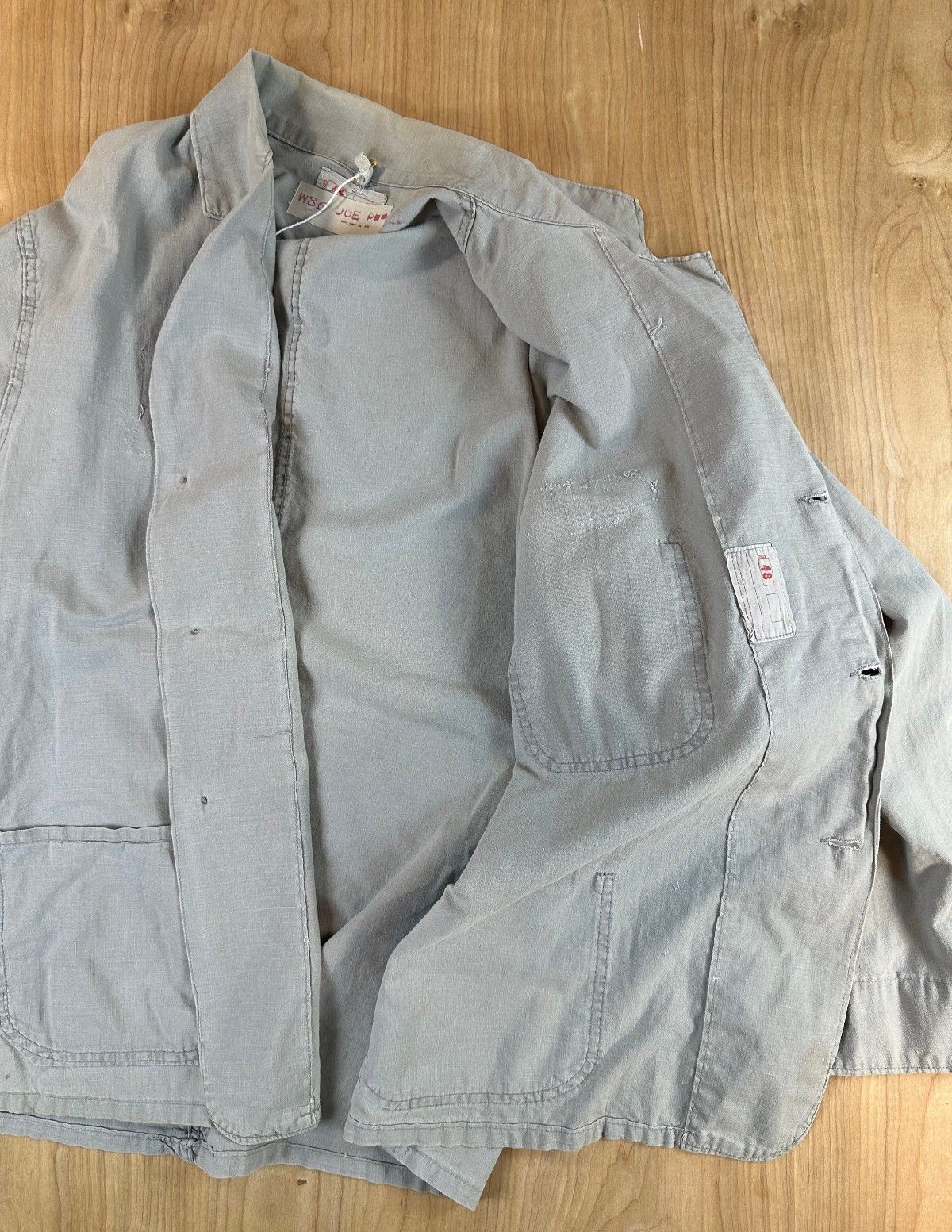 Vintage 70s Chore Jacket large cotton gray workwear shirt jacket barn coat