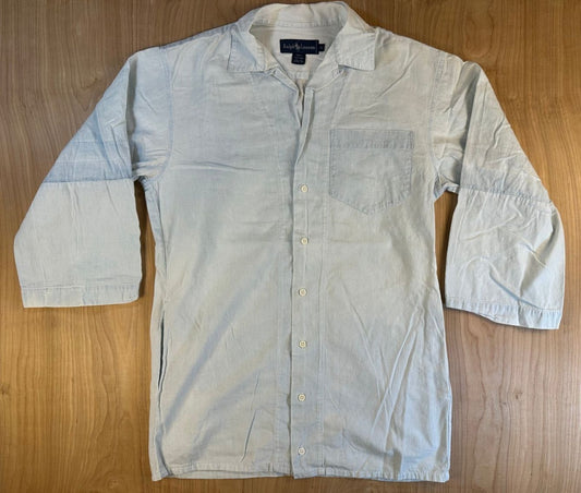 Vintage 90s Ralph Lauren 3/4 sleeve chambray button up shirt 100% cotton light