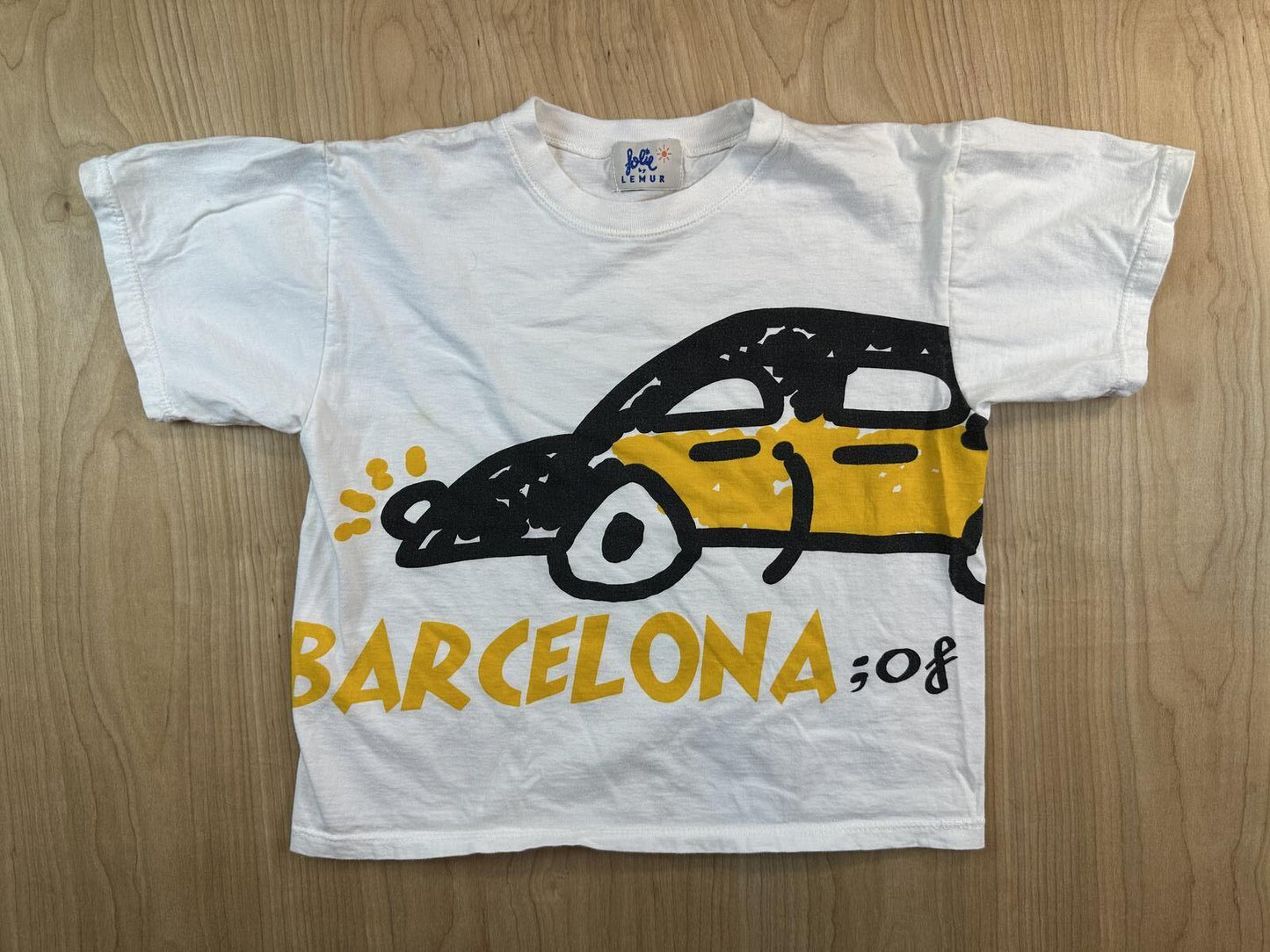 Vintage 90s Barcelona kids tshirt taxi made in spain cotton rare