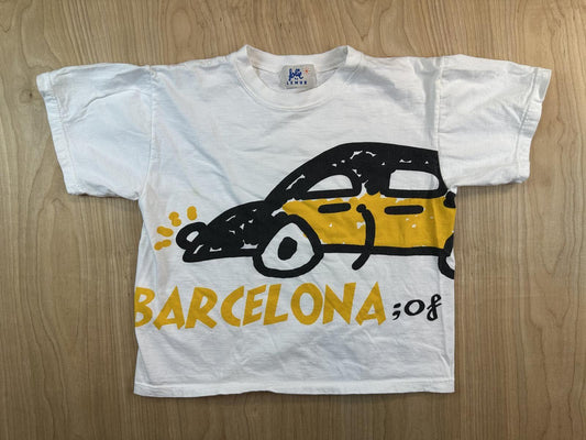Vintage 90s Barcelona kids tshirt taxi made in spain cotton rare