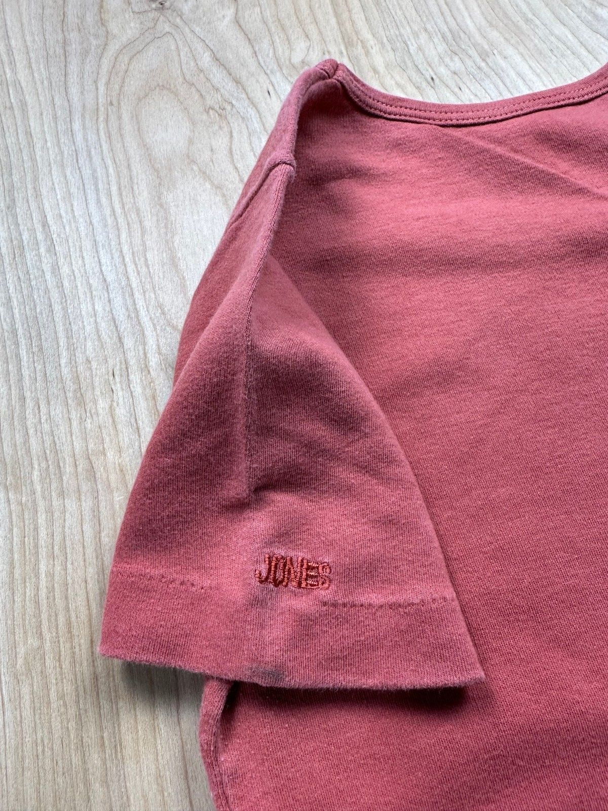 Vintage 80s Jones knit top medium crewneck baby t short sleeve dusty rose basic