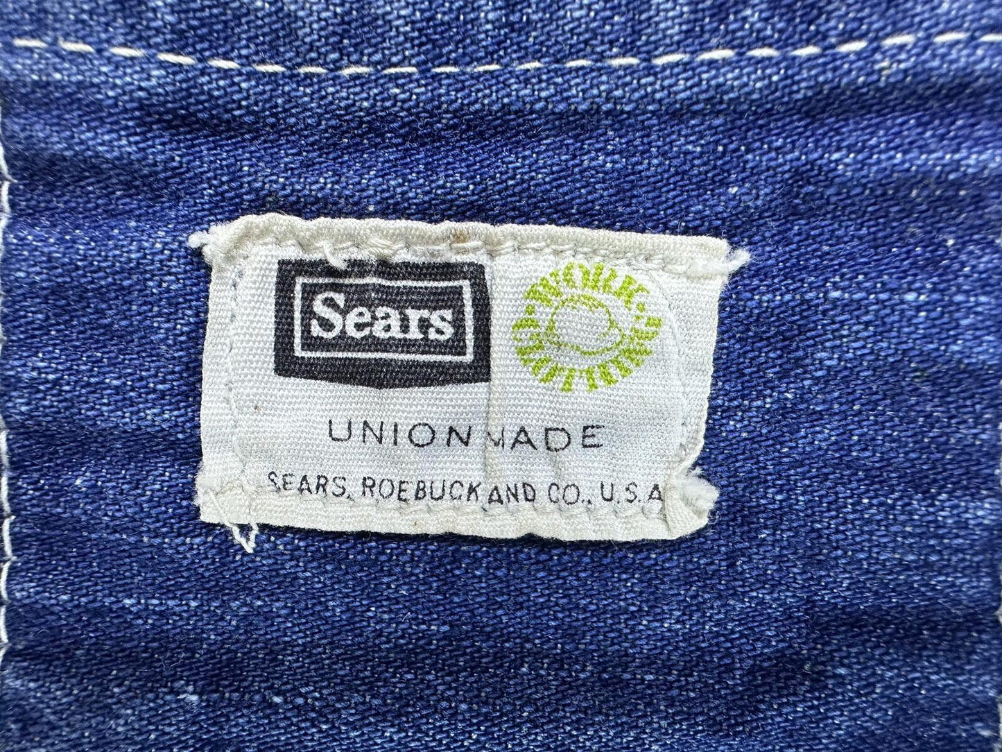Vintage 70s Sears Apron blue denim workwear salvage union made usa durable rare