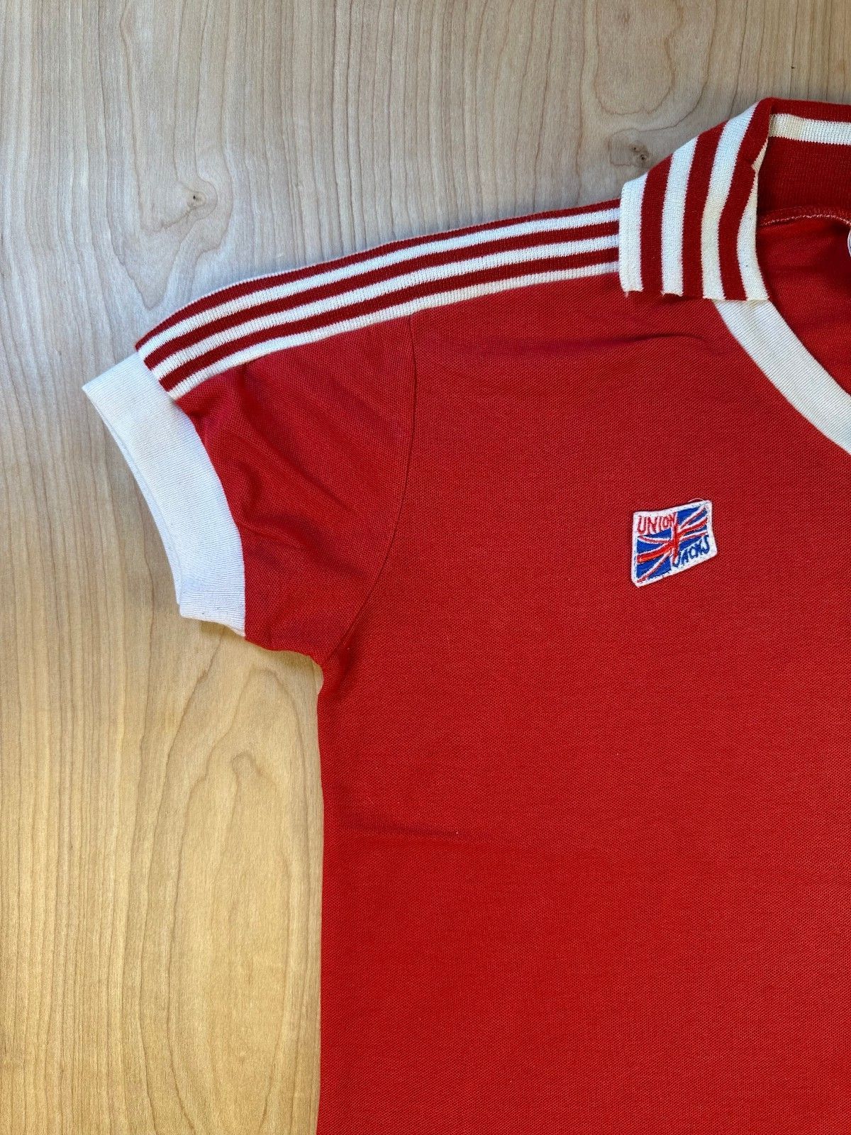 Vintage 80s Union Jacks Soccer jersey retro athletic ringer vneck striped