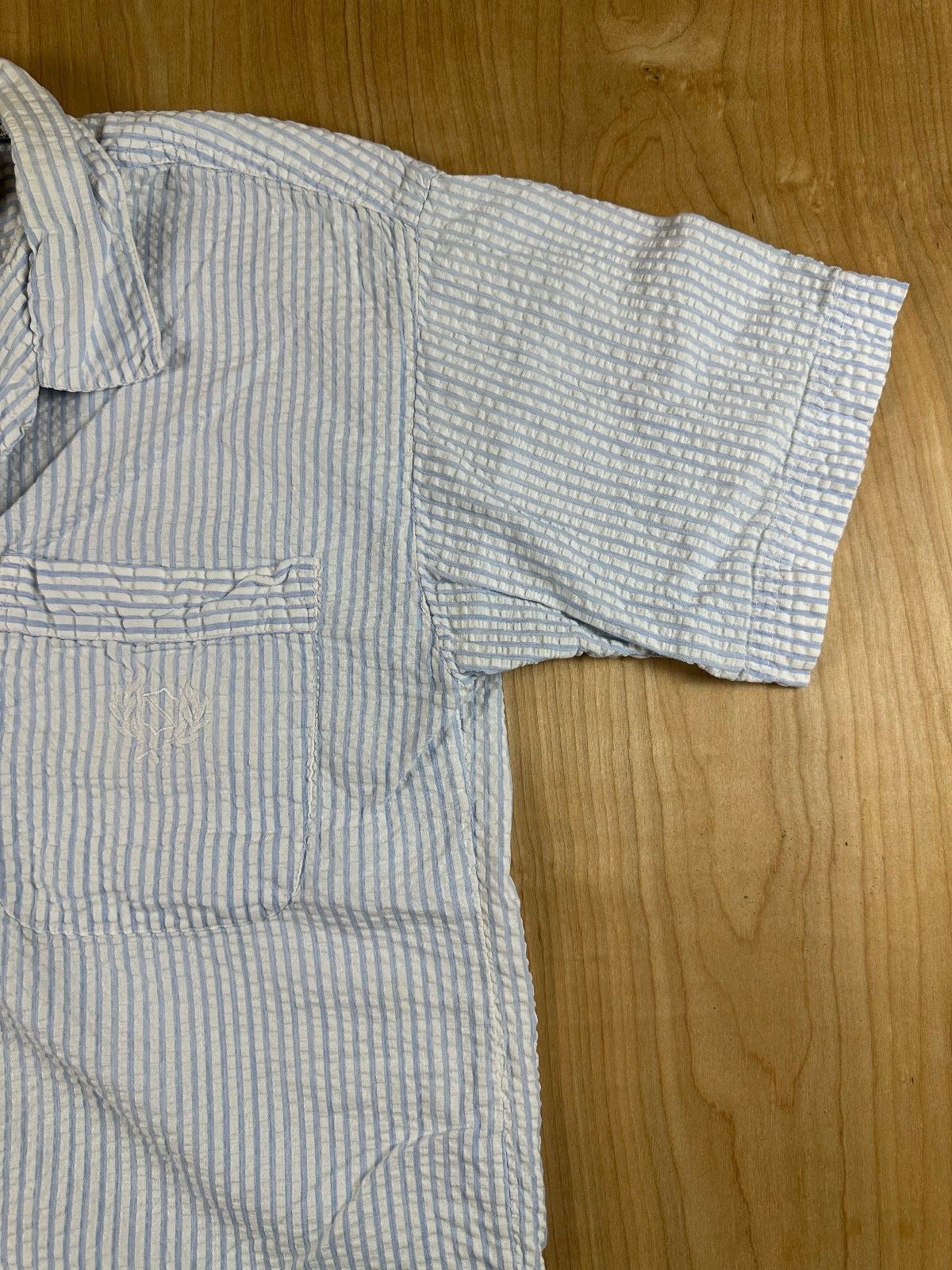 Vintage 80s Totonko Seersucker button up shirt short sleeve cotton india striped