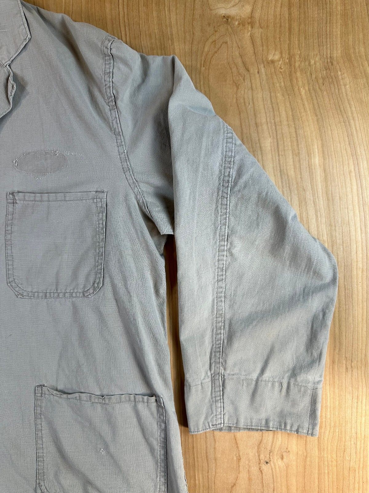 Vintage 70s Chore Jacket large cotton gray workwear shirt jacket barn coat