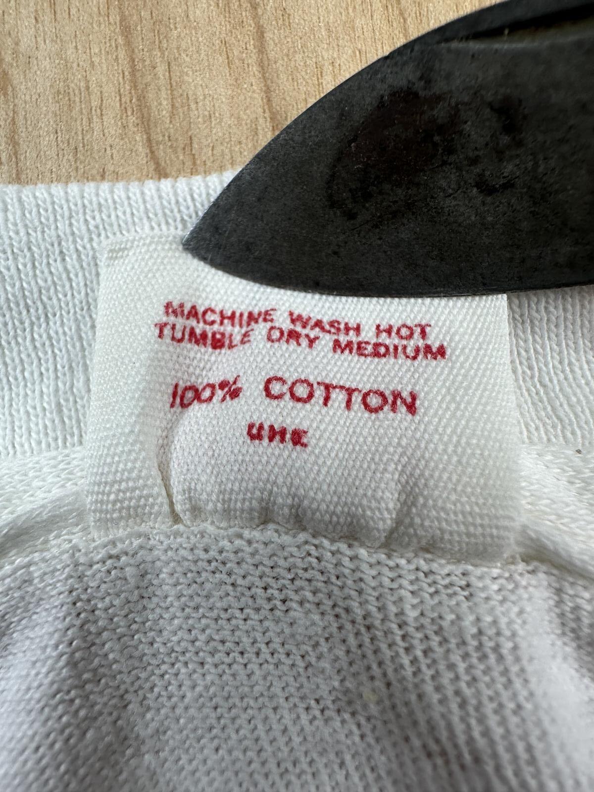 Vintage 80s Hanes tshirt Single Stitch v neck large white 100% cotton made usa
