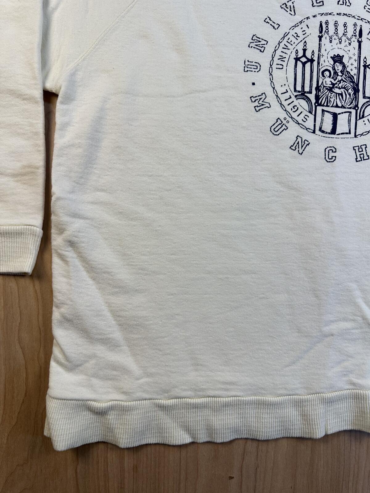 Vinage 80s Universitat Munchen Sweatshirt cotton club small cream thick germany