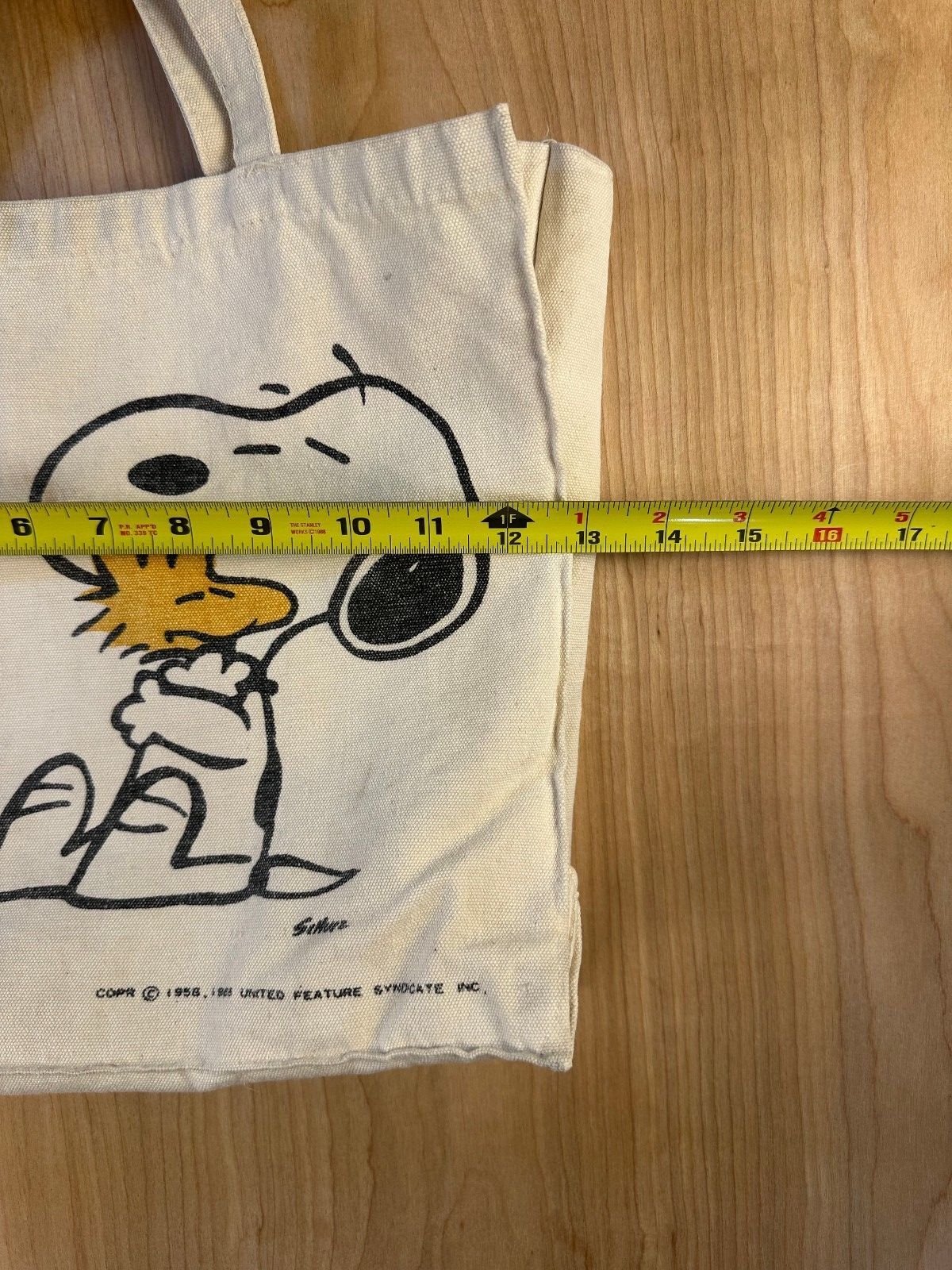 Vintage 70s Love Snoopy Canvas Tote Peanuts Woodstock shoulder bag 100% cotton