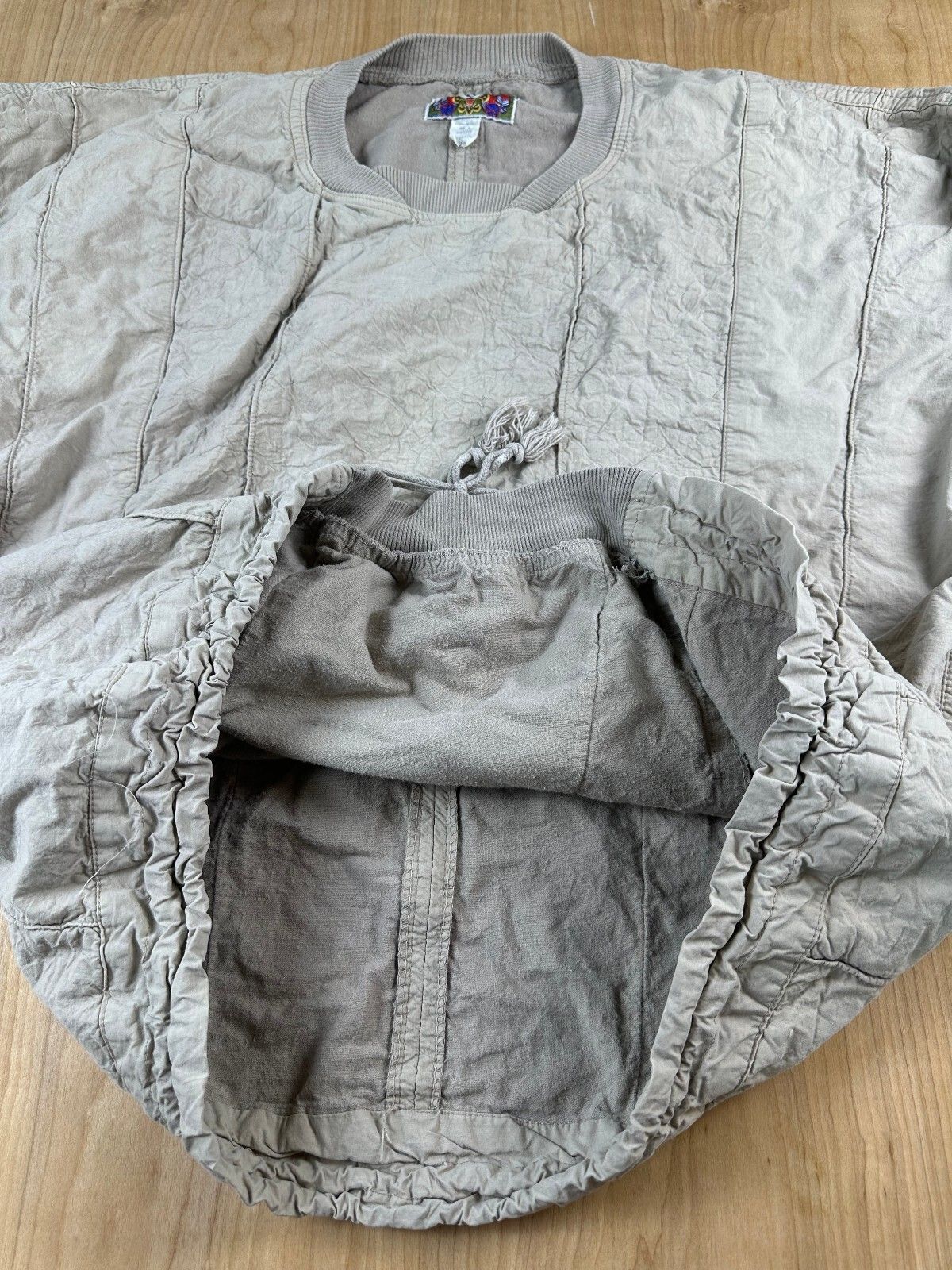 Vintage 80s Parachuting Pullover 100% cotton made in France paneled quilted