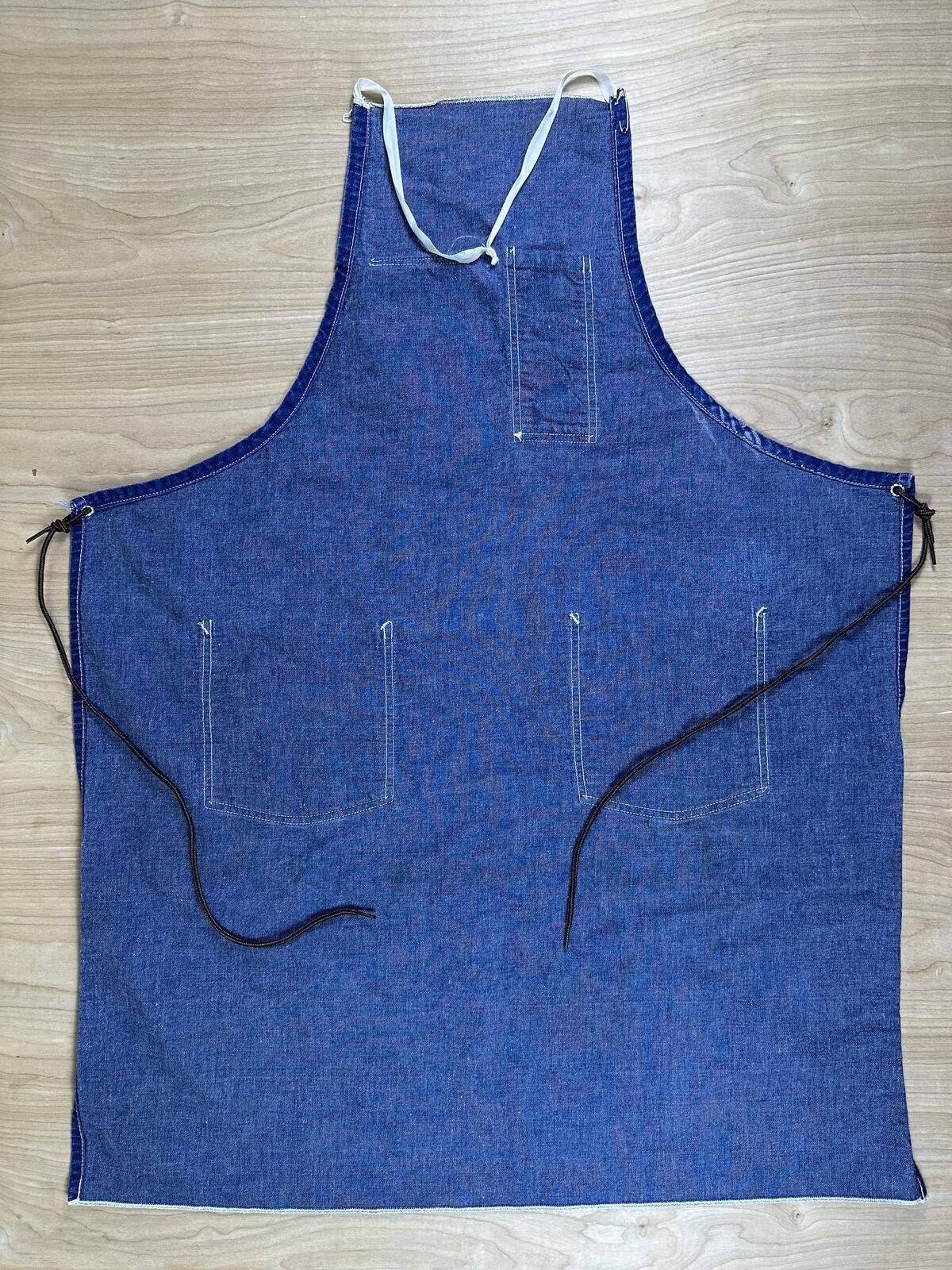 Vintage 70s Sears Apron blue denim workwear salvage union made usa durable rare