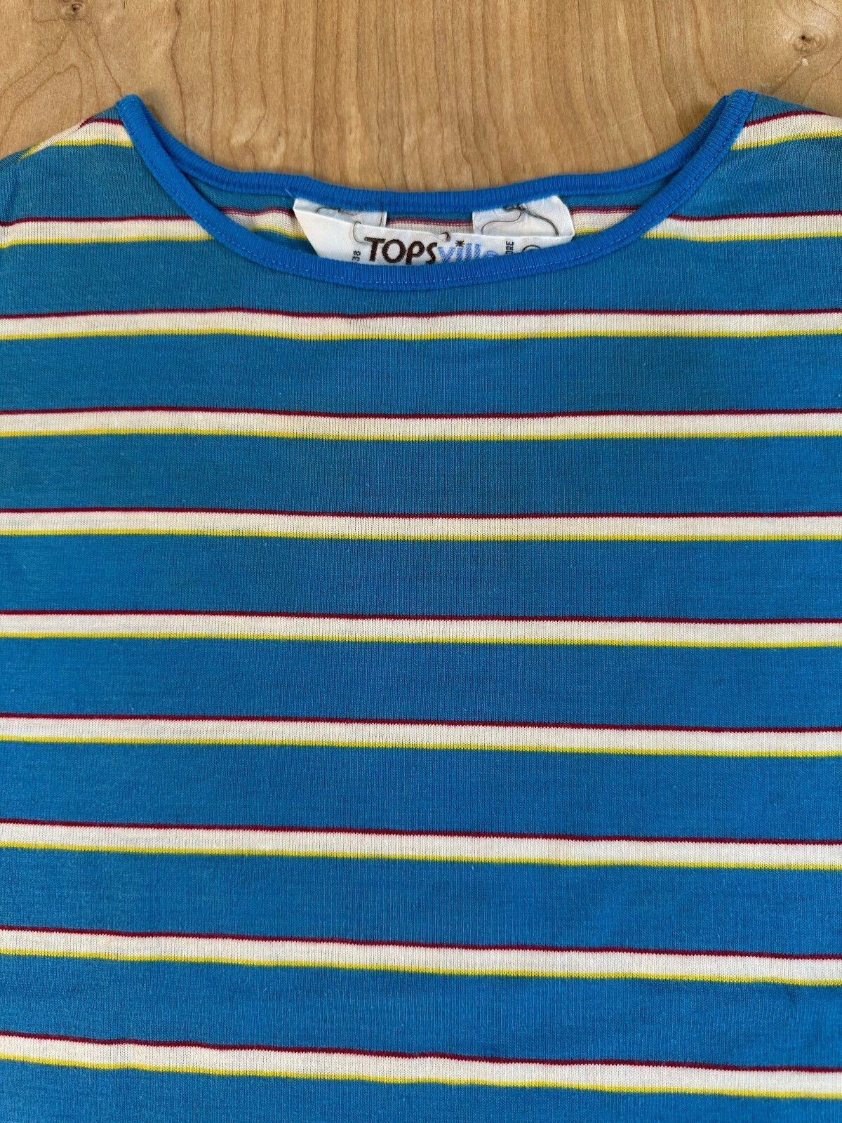 Vintage 70s Topsville Striped knit top small cap sleeve baby tee stretchy