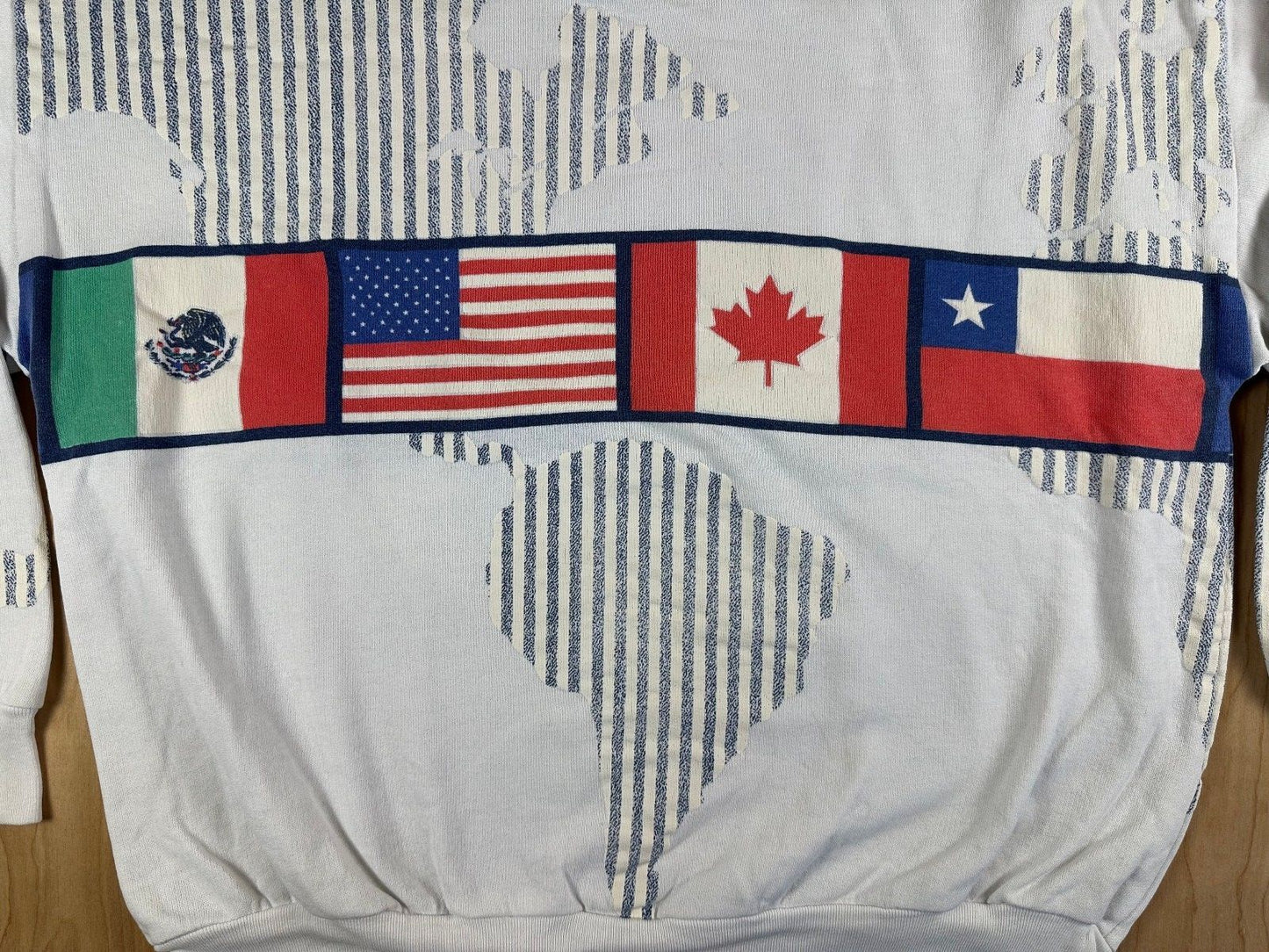 Vintage 80s International Flag Sweatshirt large map olympics cozy sporty