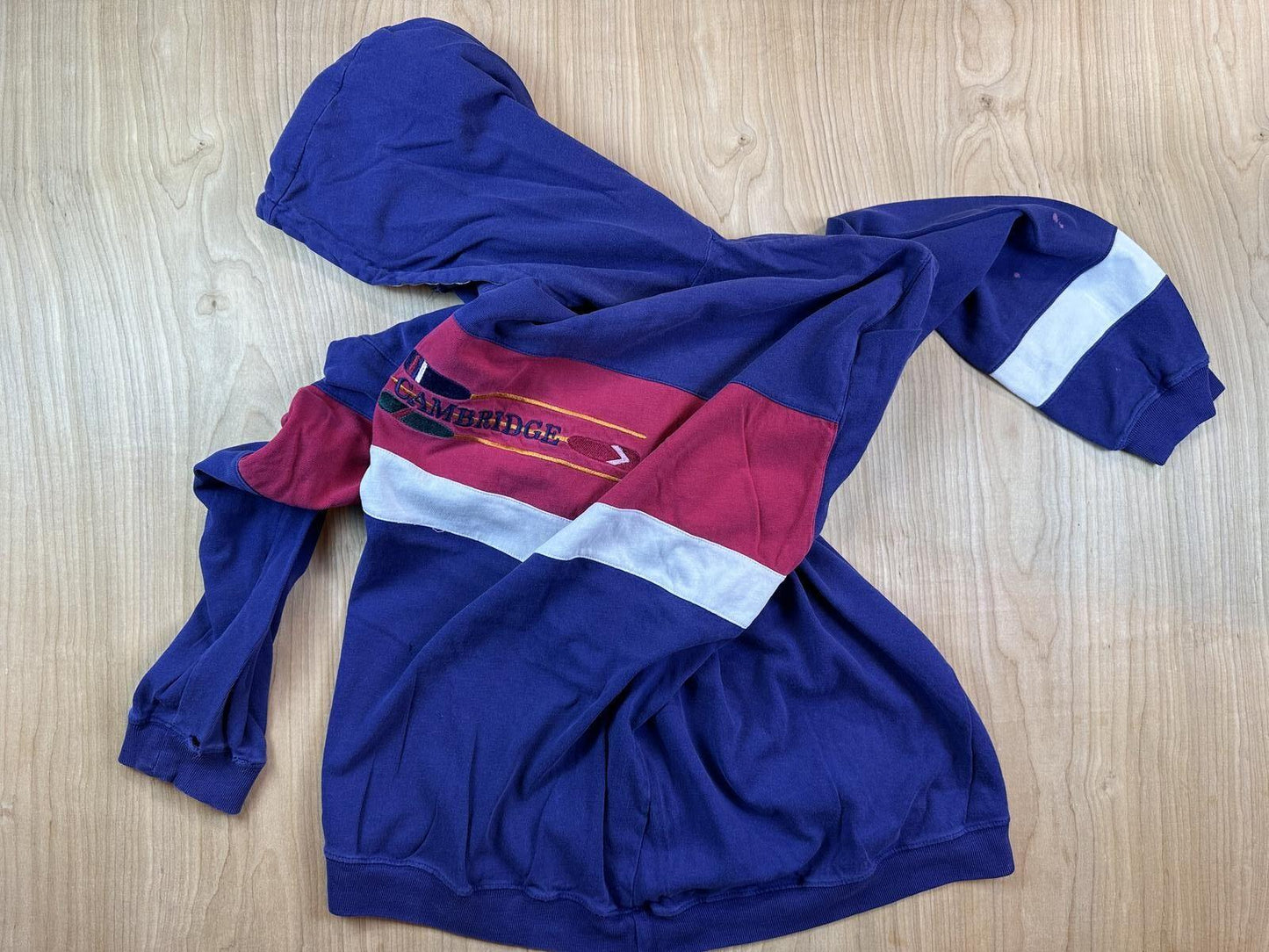 Vintage 90s Cambridge Classics Hoodie sweatshirt large 100% cotton sporty rowing