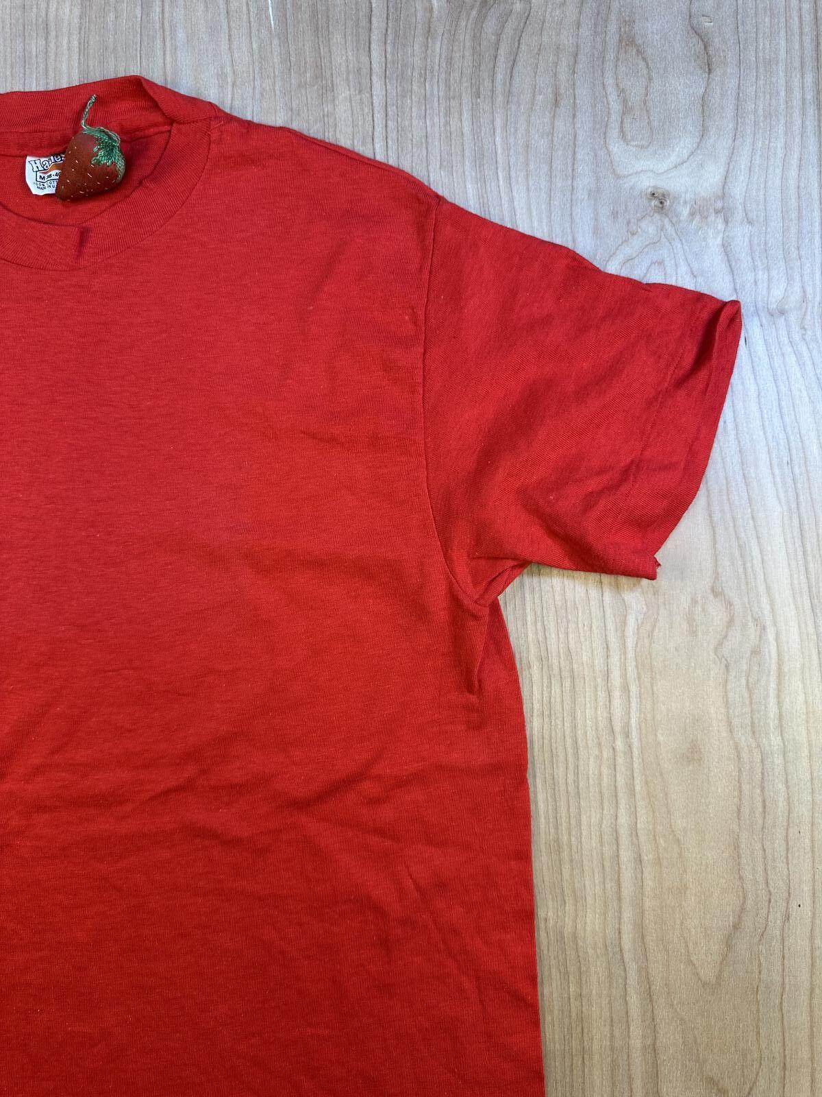 Vintage 70s Hanes Single Stitch tshirt red Medium blank made in usa cotton