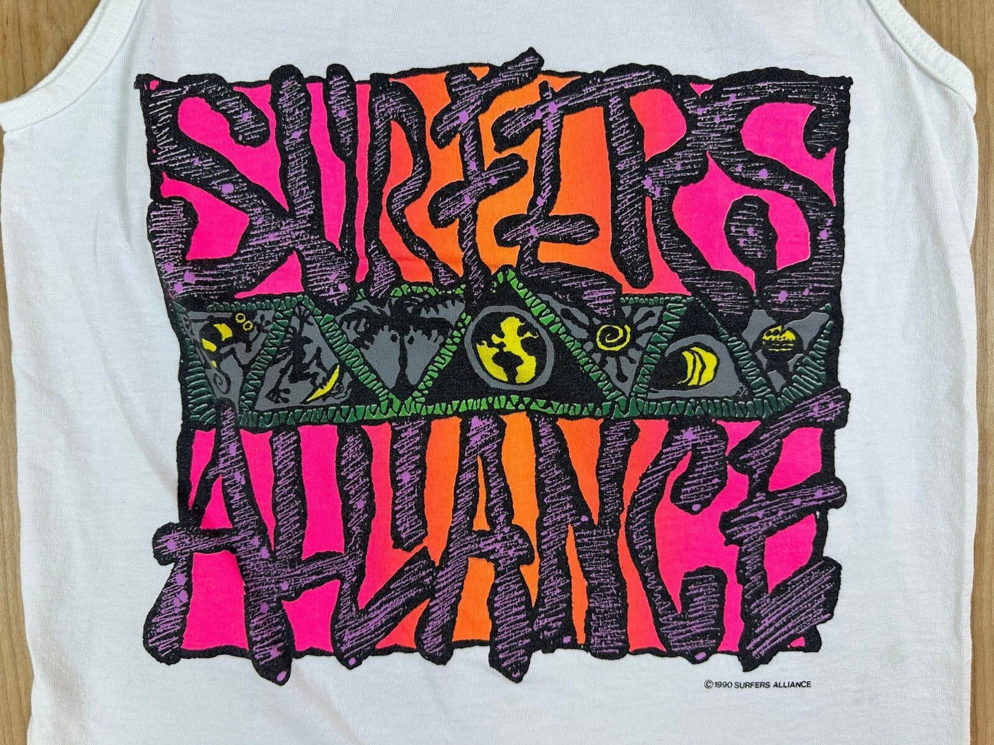 Vintage 90s Surfers Alliance tank top small waves beach surf surfing gorp