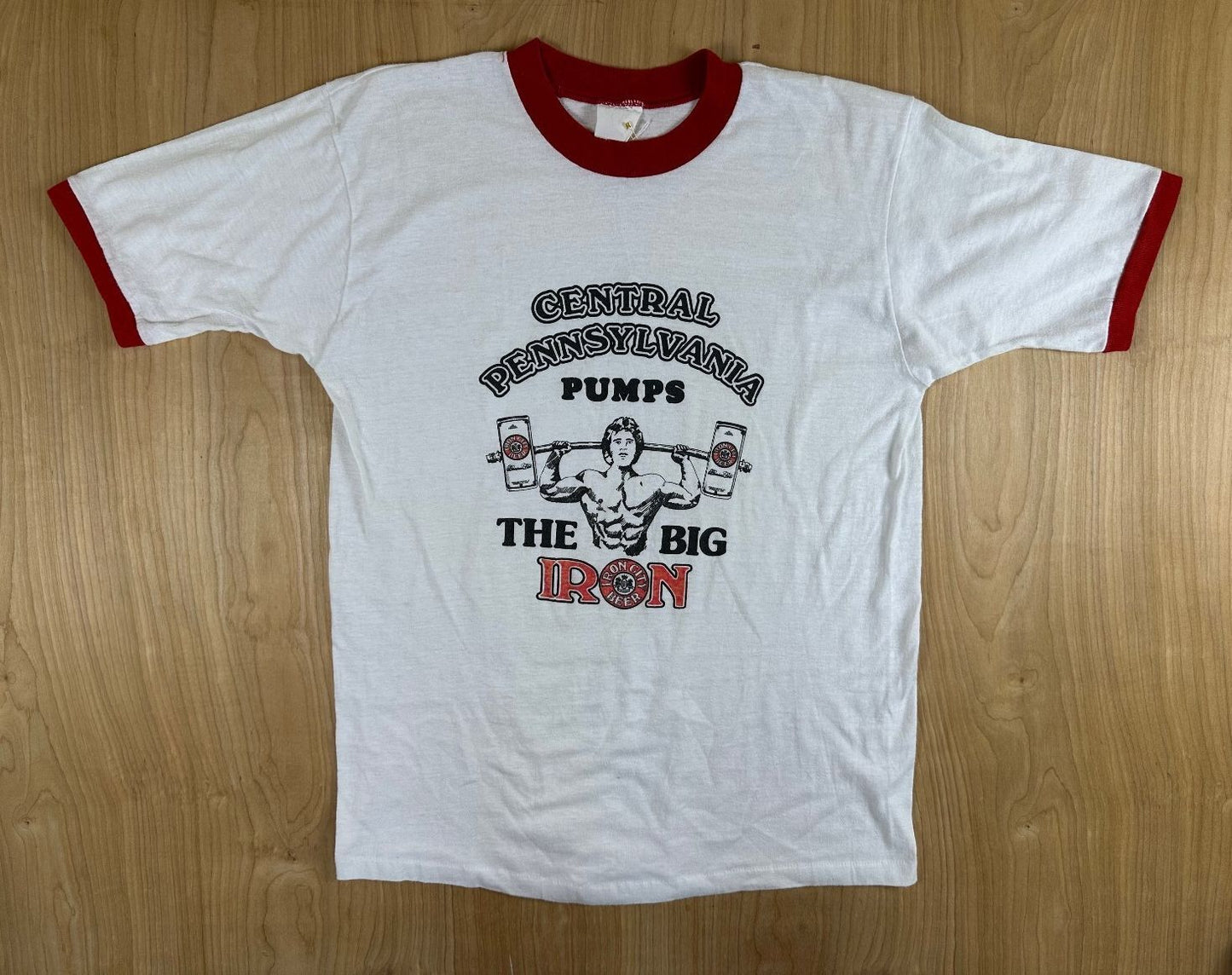 Vintage 80s Pennsylvania Pumps Big Iron Ringer tshirt single stitch weightlift