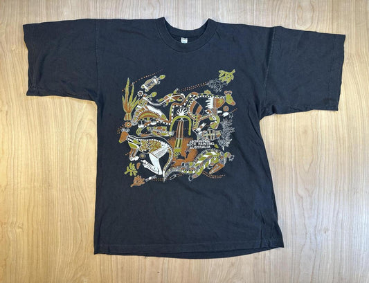 Vintage 80s Aboriginal Rock Painting tshirt Single Stitch australia 100% cotton