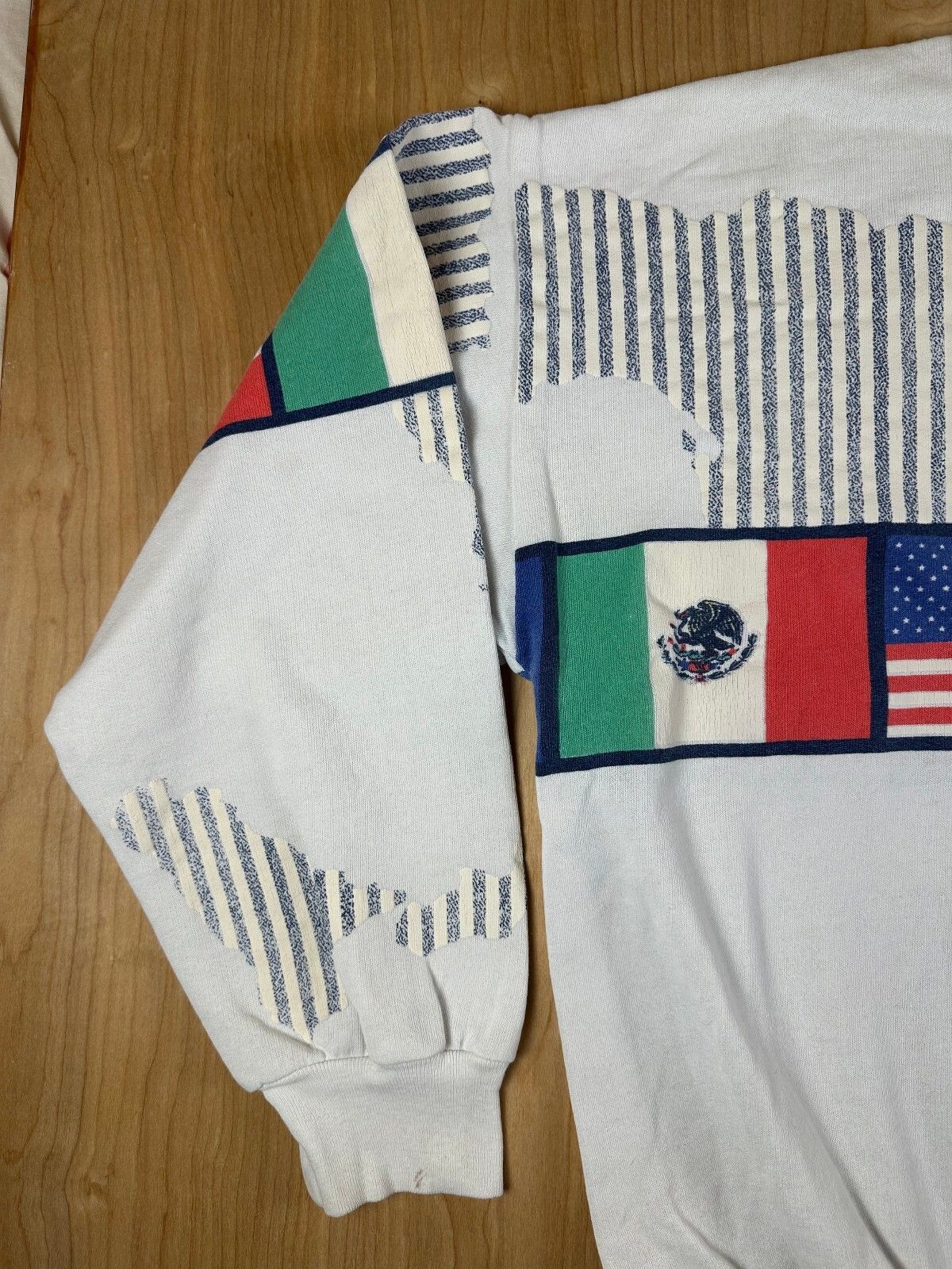 Vintage 80s International Flag Sweatshirt large map olympics cozy sporty